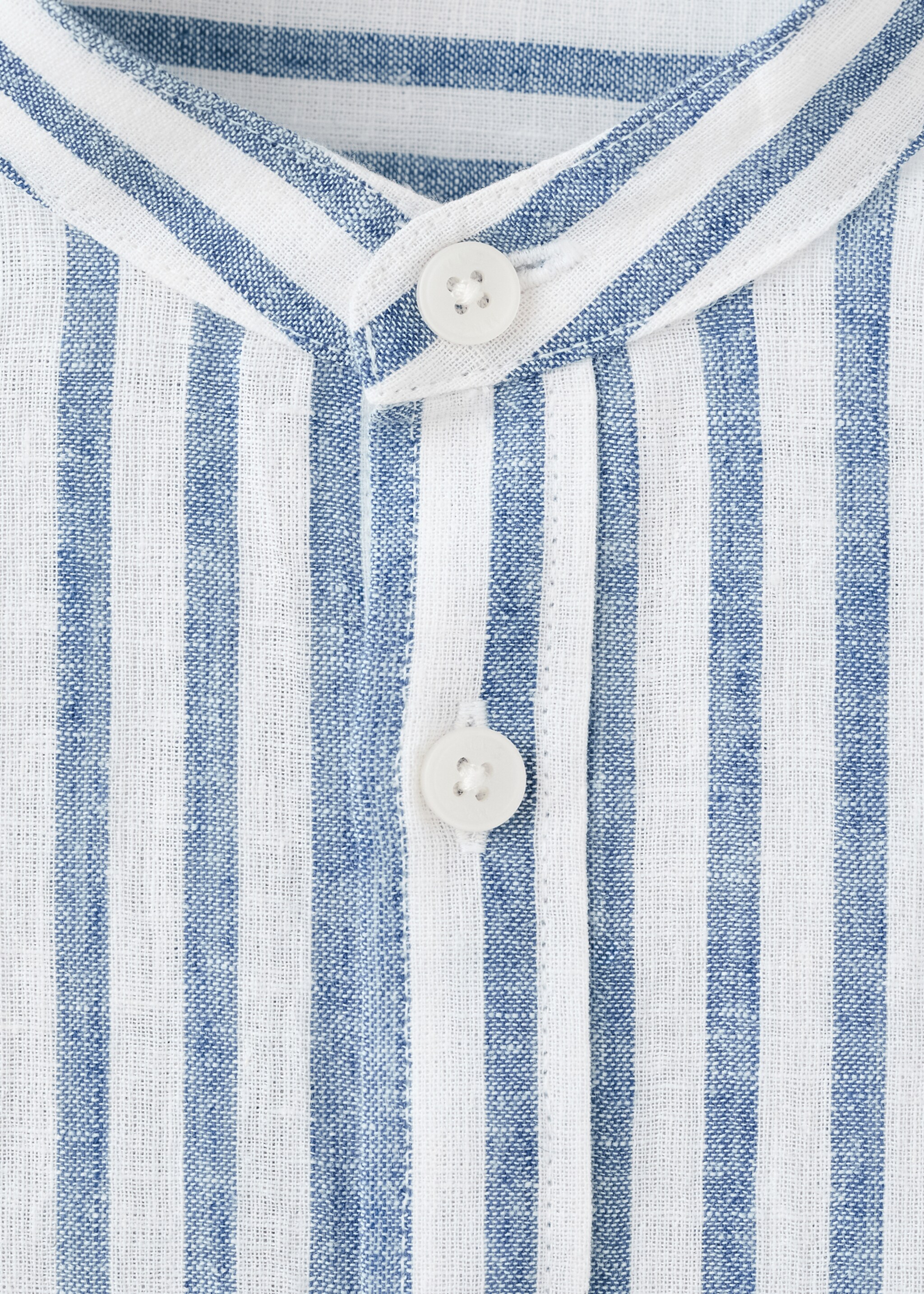 Striped linen-blend shirt - Details of the article 8, Sky Blue. Ref: 27095828-00.