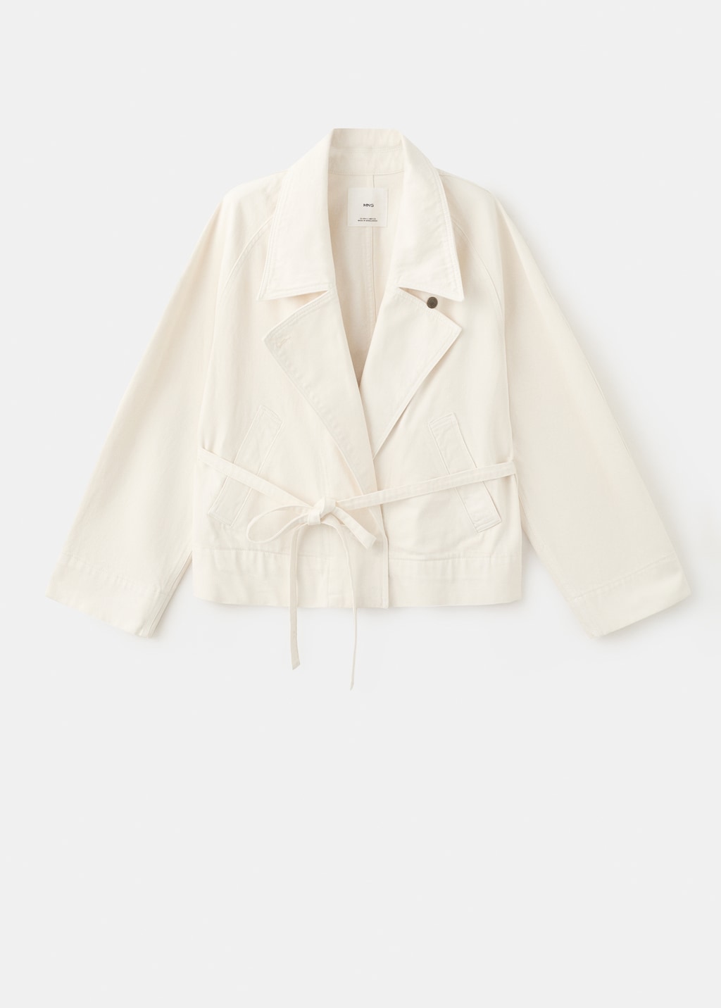Cotton trench with maxi lapels and belt - image 2