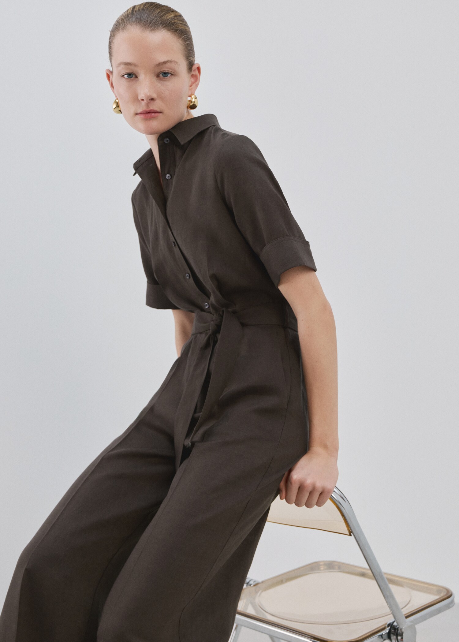 Lyocell shirt jumpsuit - Details of the article 2