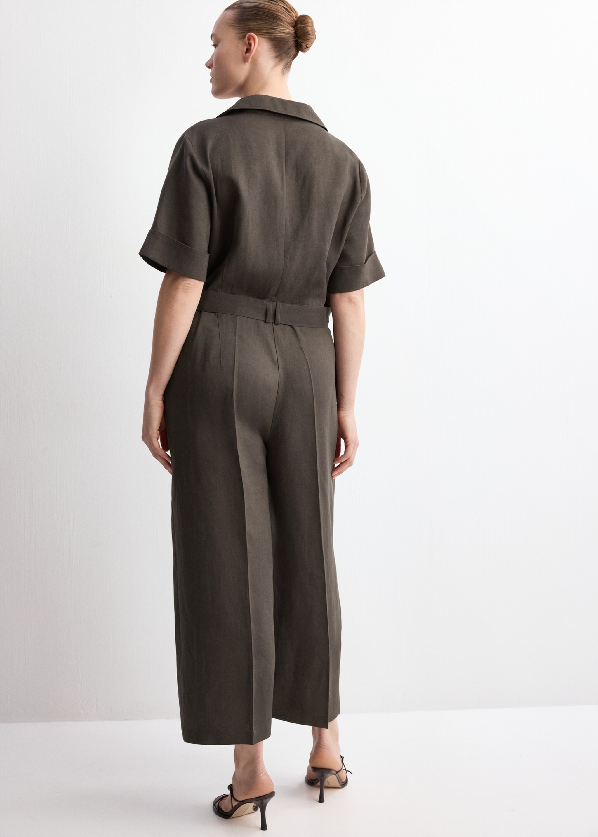 Lyocell shirt jumpsuit - Details of the article 4, Brown. Ref: 27095830-00.