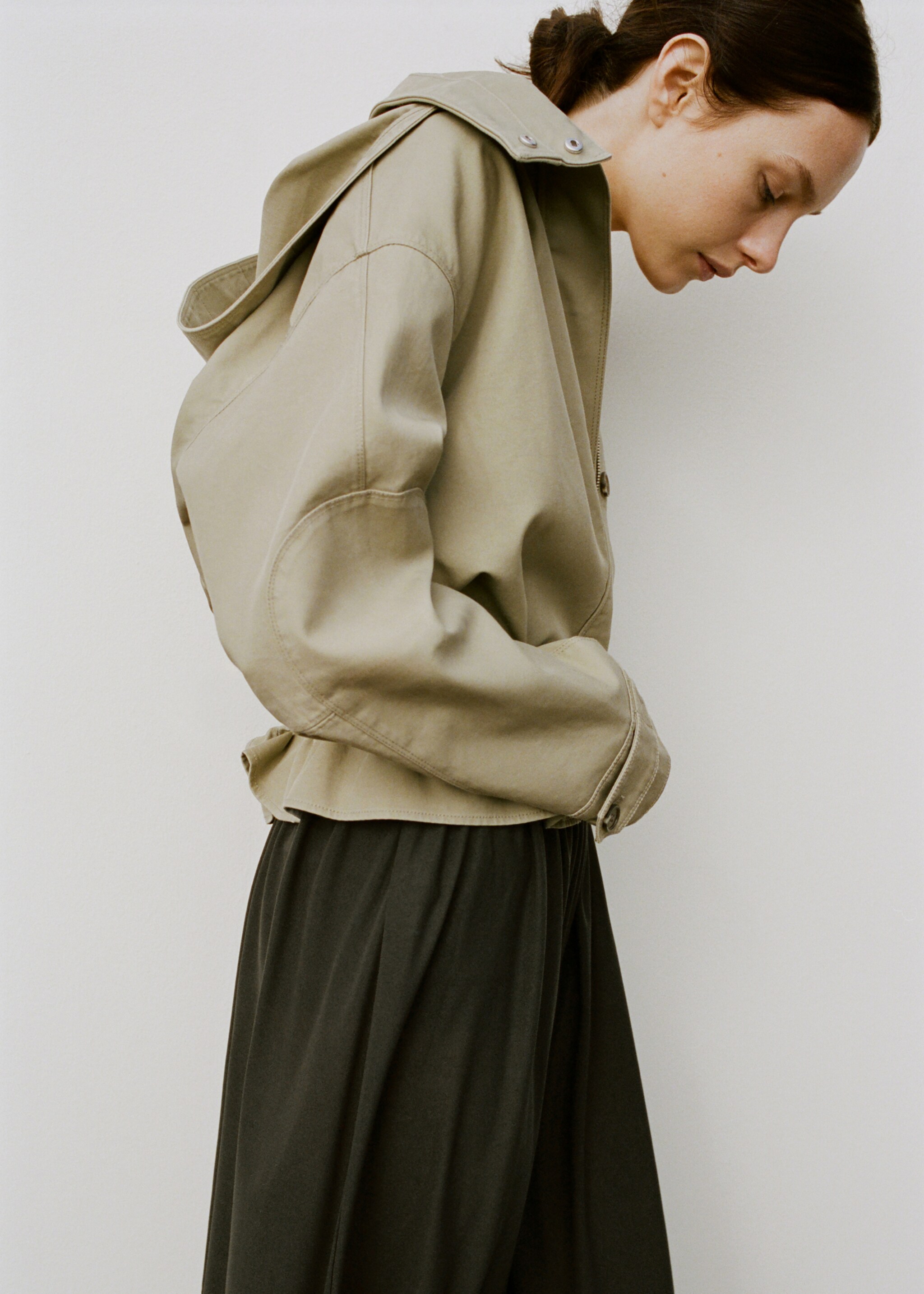 Mid-rise harem pants - Details of the article 1, Khaki. Ref: 27095831-00.