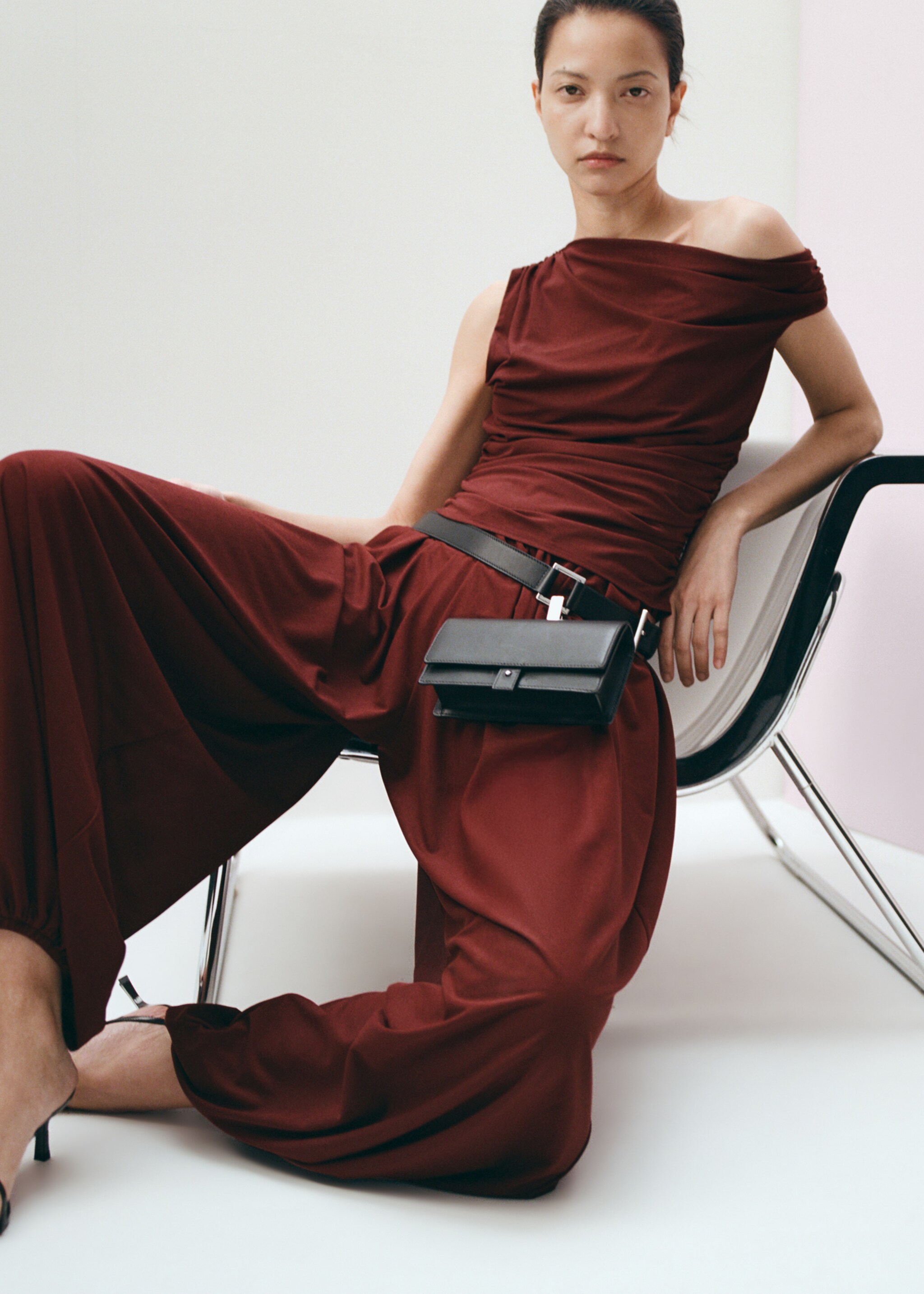 Pantalón balloon tiro medio - Detalle del artículo 4, Rojo anaranjado. Ref: 27095831-00.