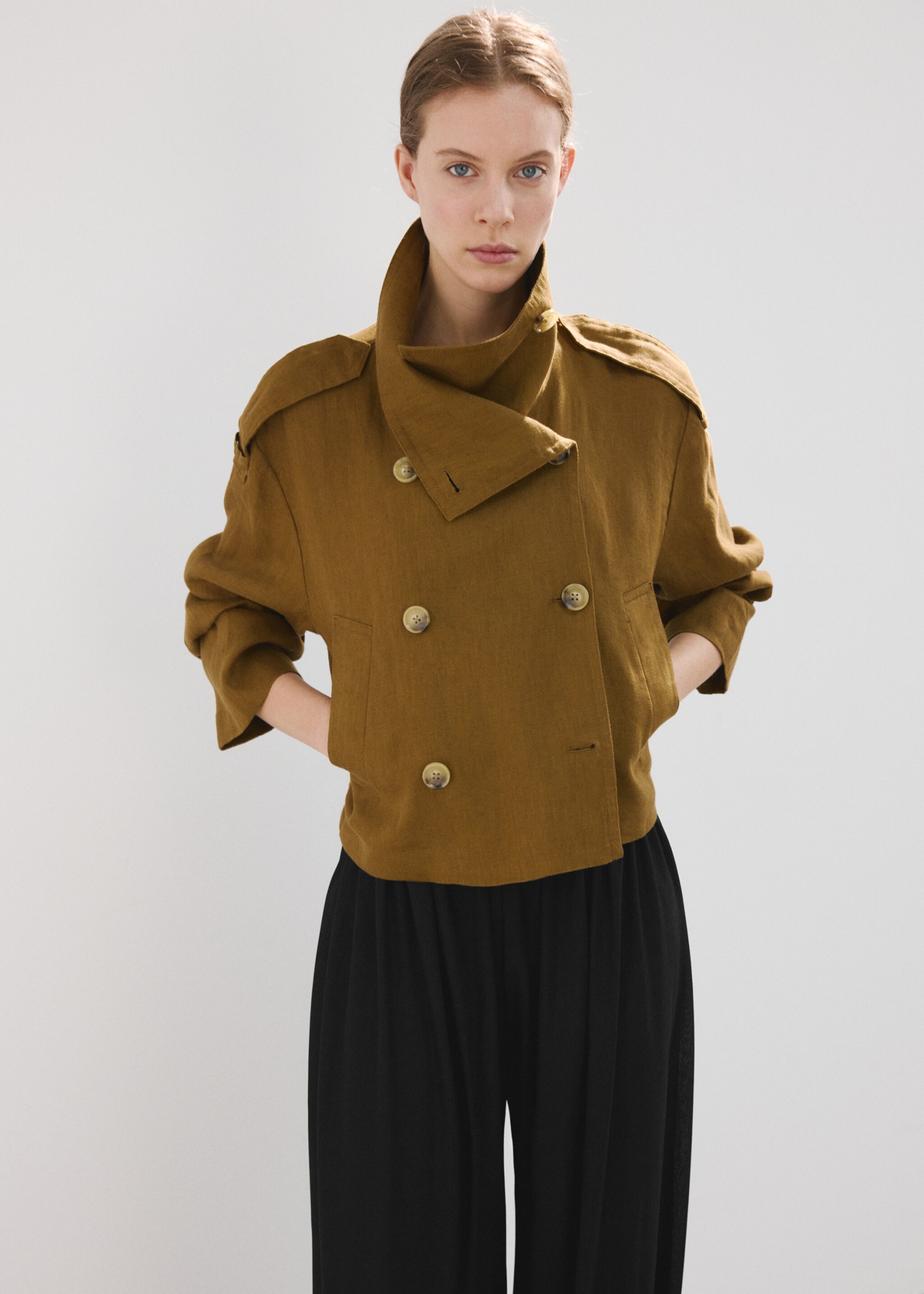 Mid-rise harem pants - Details of the article 1, Black. Ref: 27095831-00.