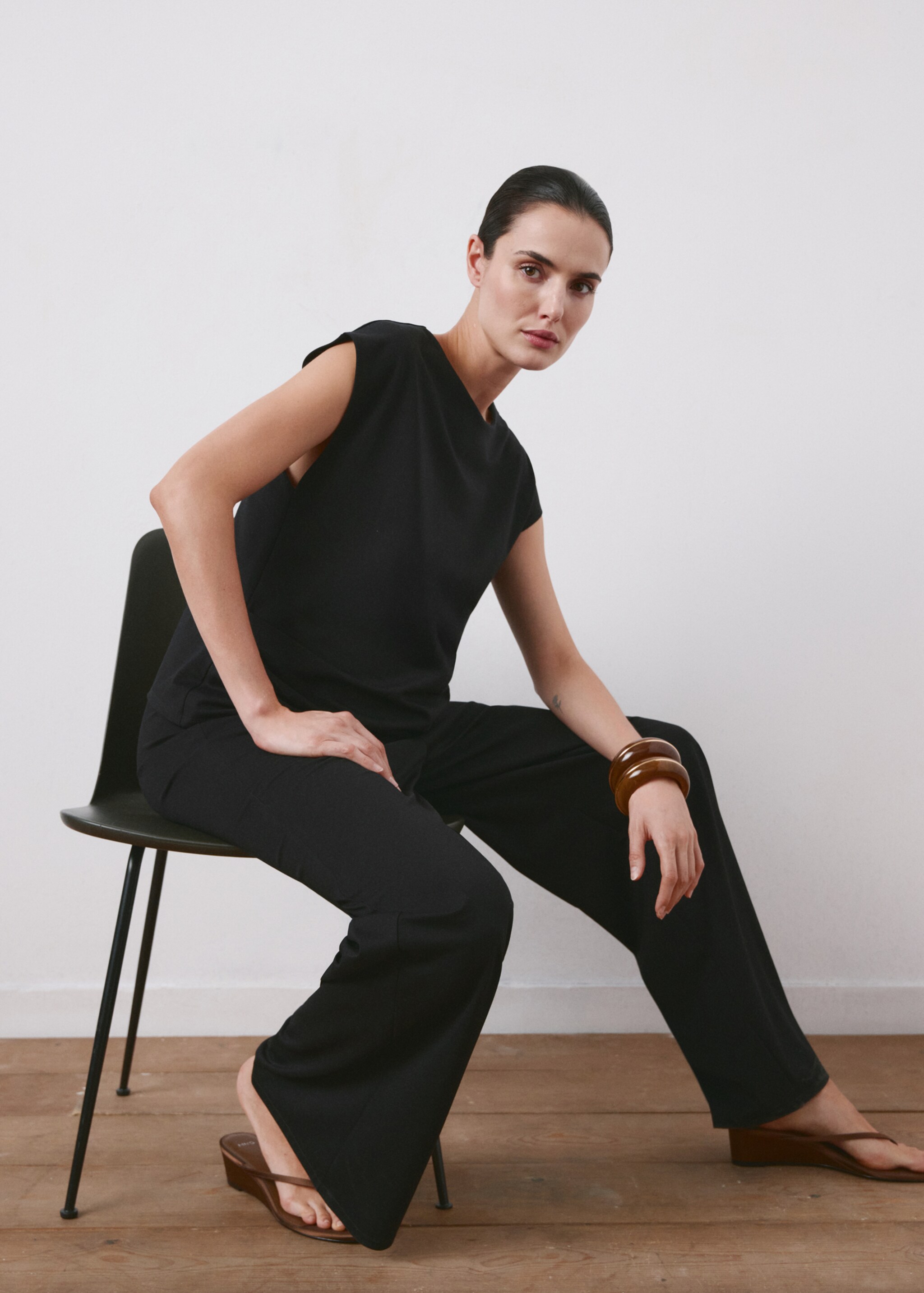 Straight maternity trousers - Details of the article 1, Black. Ref: 27095836-00.