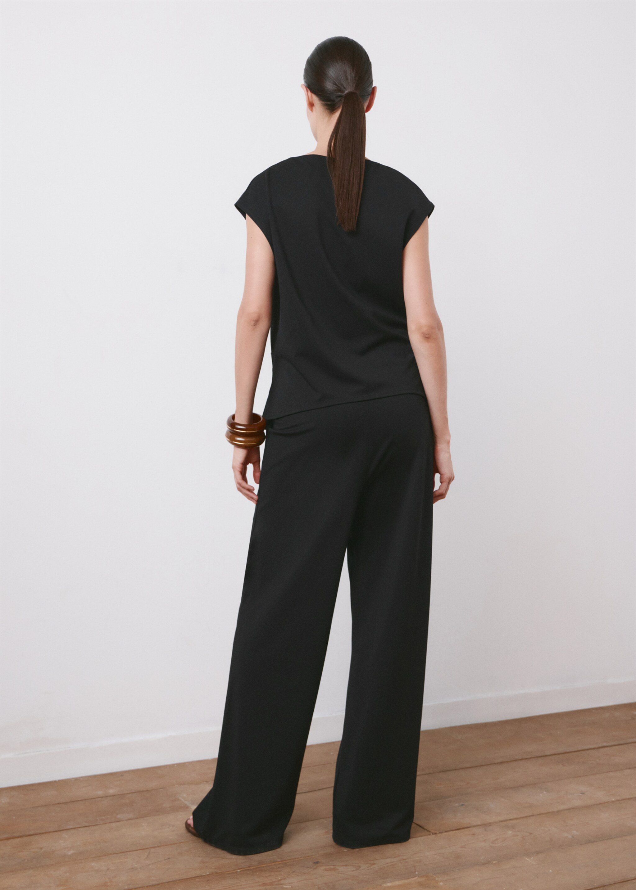 Straight maternity trousers - Reverse of the article, Black. Ref: 27095836-00.