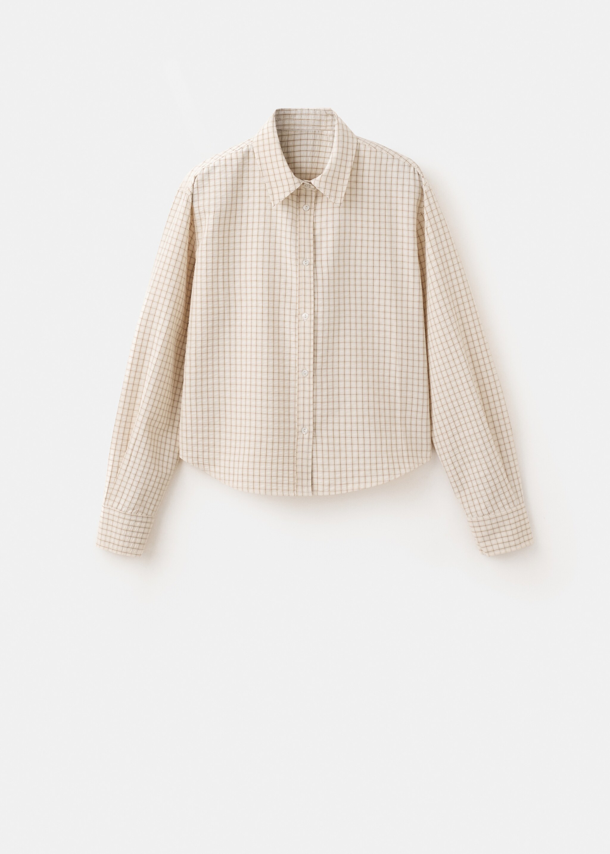 Straight checkered shirt - Article without model, Brown. Ref: 27095837-00.