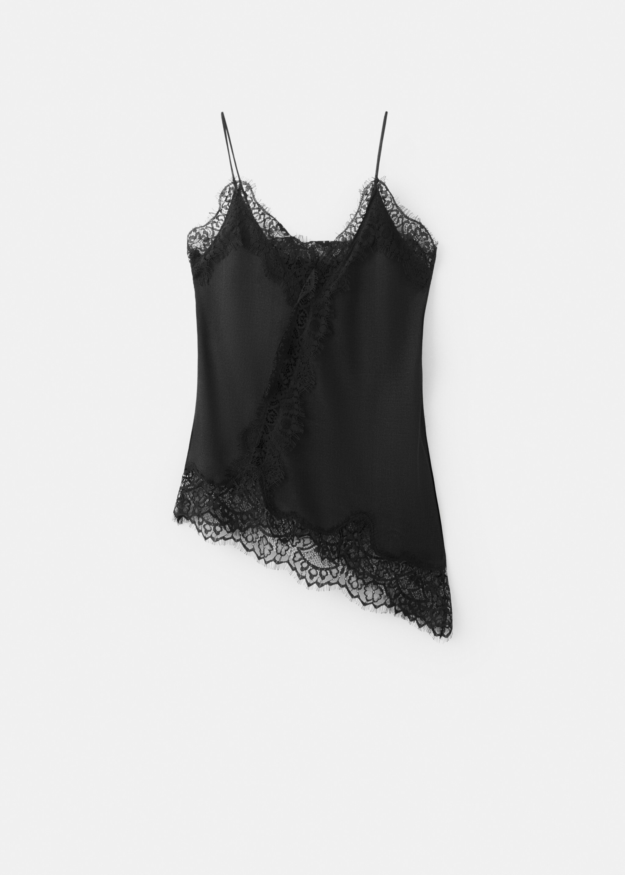 Asymmetric lace camisole top - Article without model, Black. Ref: 27095838-00.