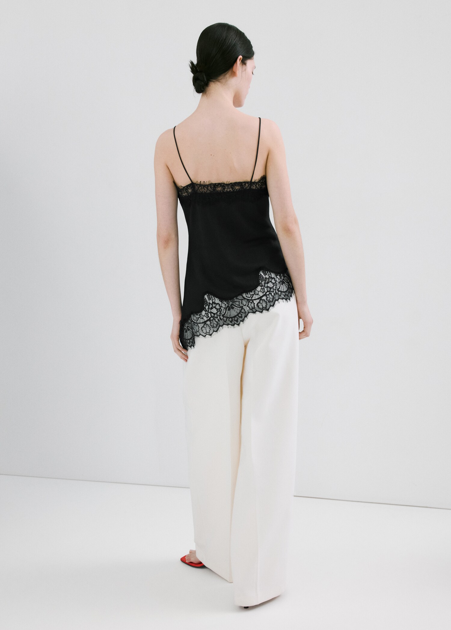 Asymmetric lace camisole top - Reverse of the article