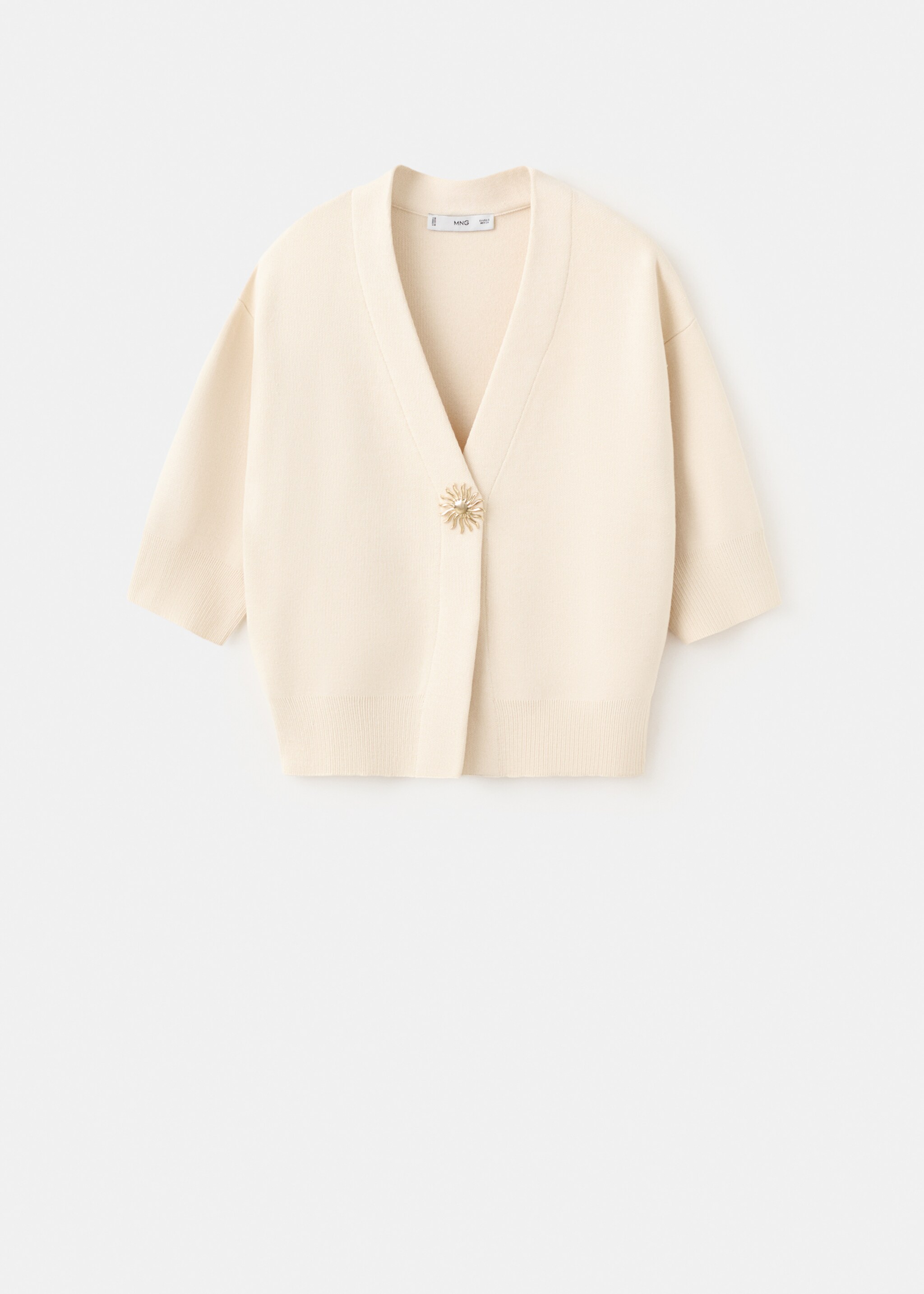 Knitted cardigan with jewel button - Article without model, Ecru. Ref: 27095839-00.