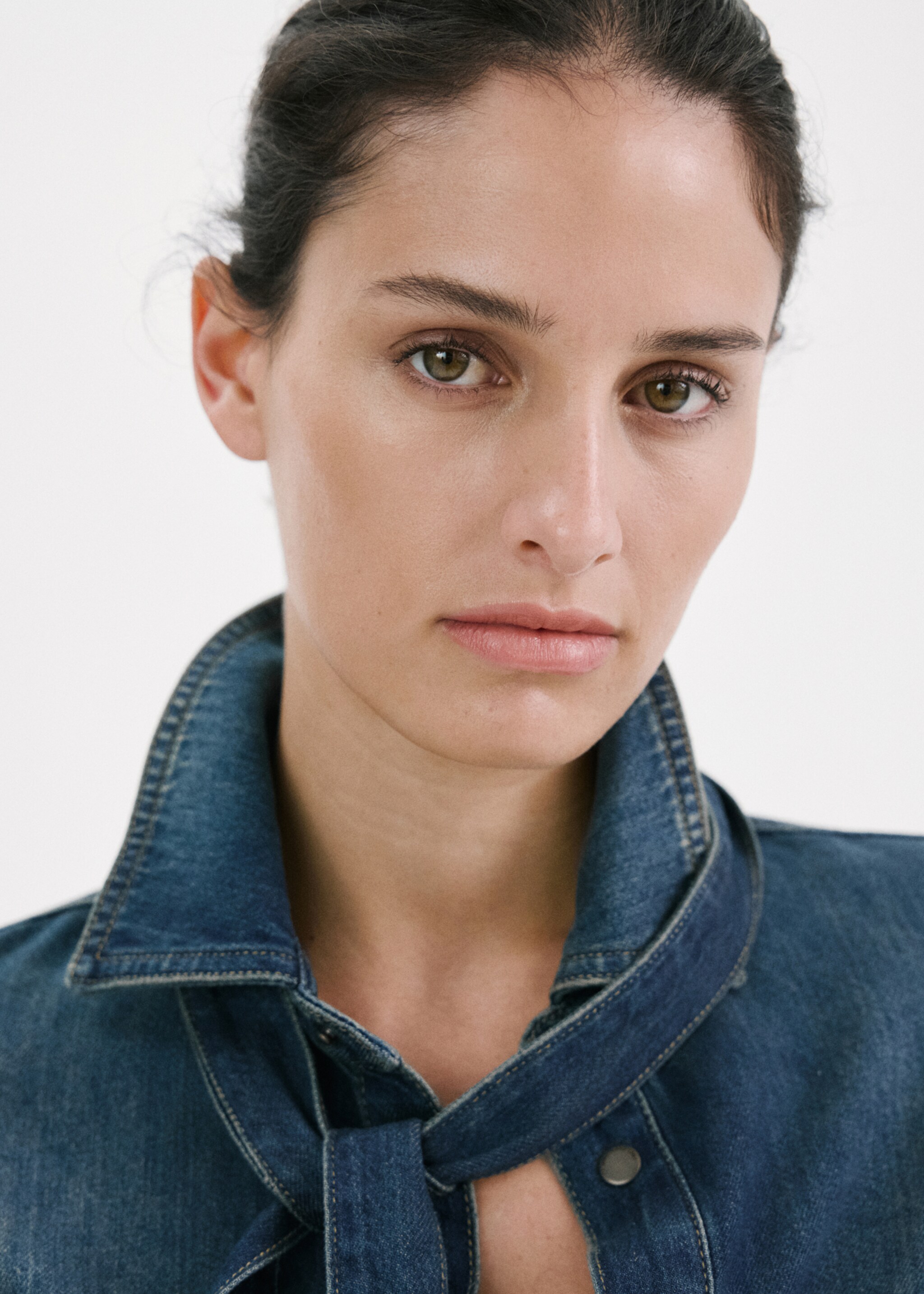 Combined denim dress - Details of the article 1, Medium Blue. Ref: 27095840-00.