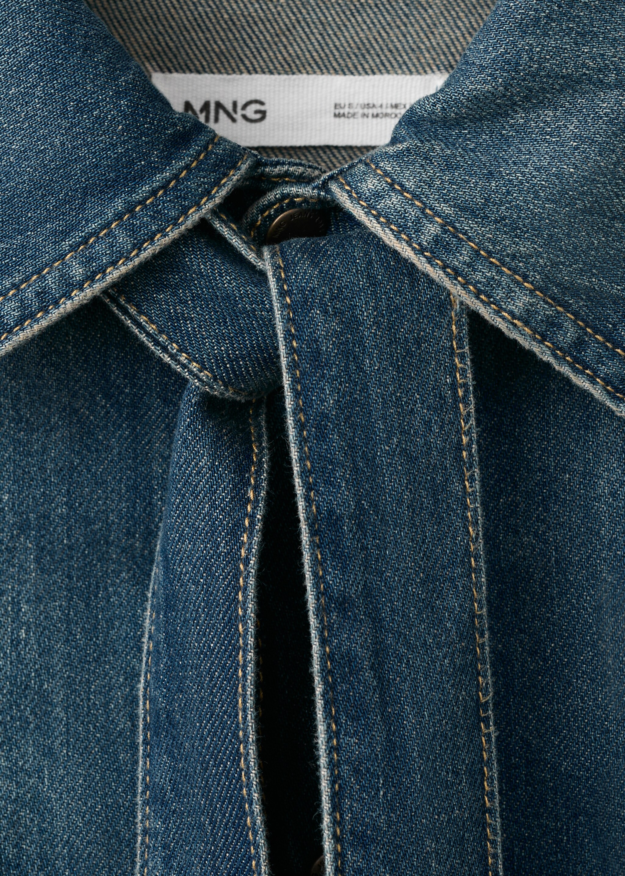 Combined denim dress - Details of the article 8, Medium Blue. Ref: 27095840-00.