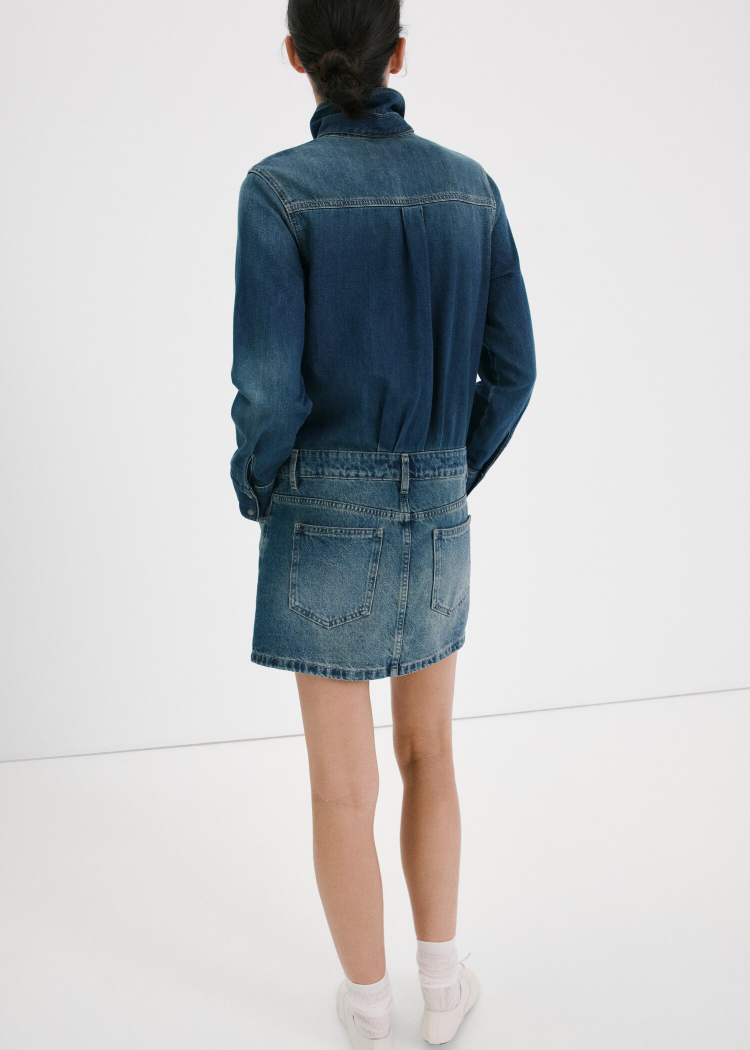 Combined denim dress - Reverse of the article
