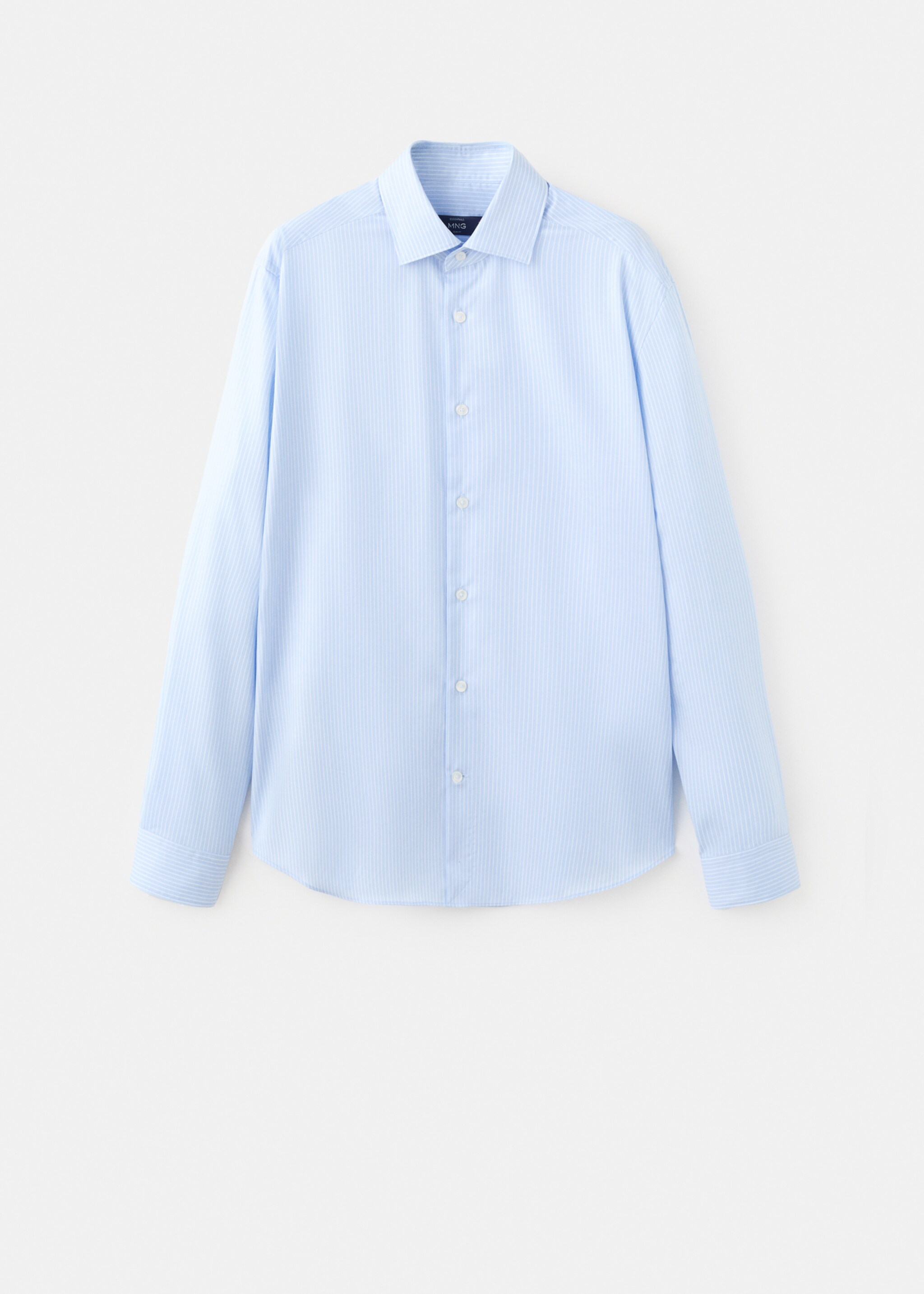 Slim fit striped cotton shirt - Article without model, Sky Blue. Ref: 27095934-00.