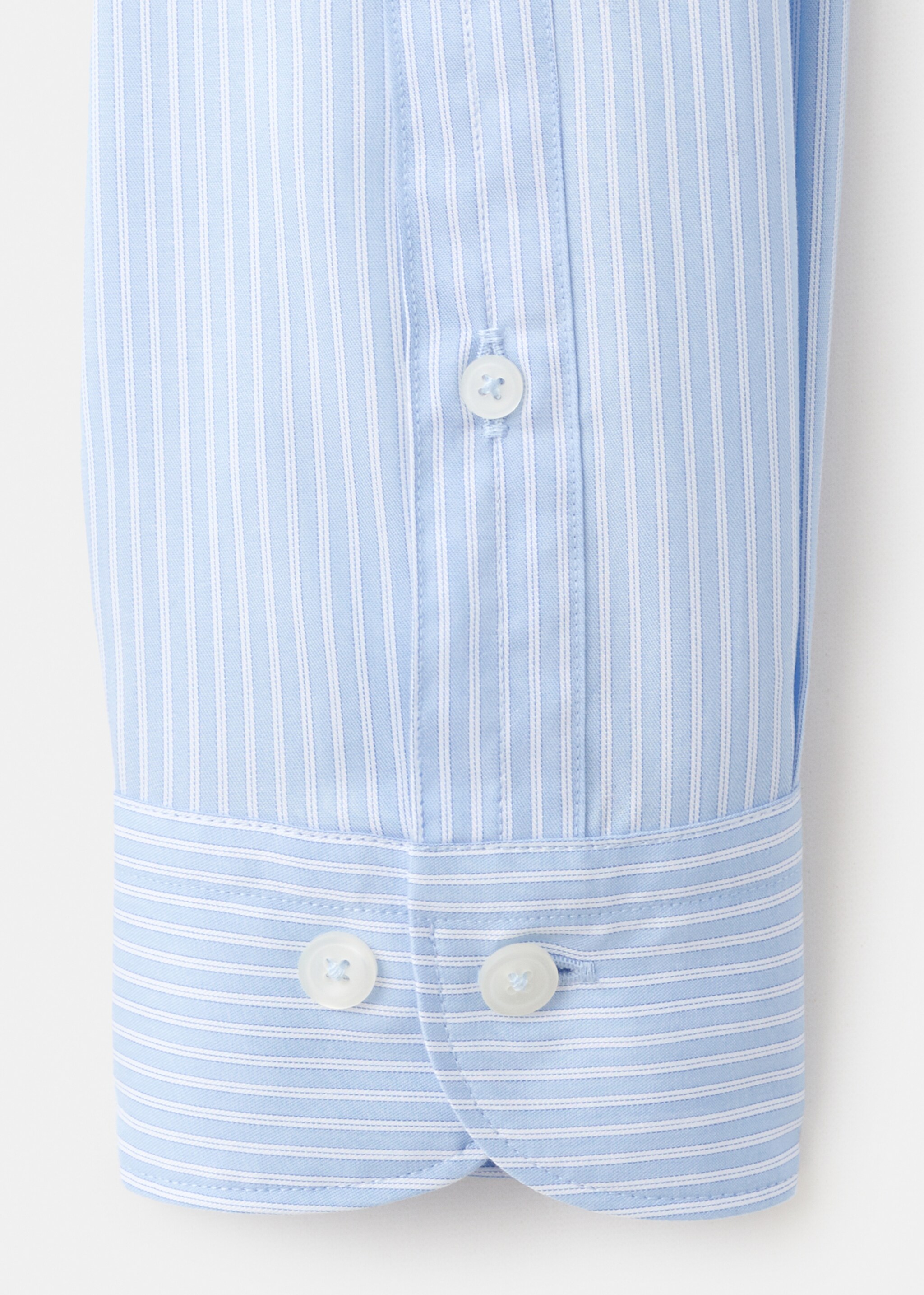 Slim fit striped cotton shirt - Details of the article 0, Sky Blue. Ref: 27095934-00.