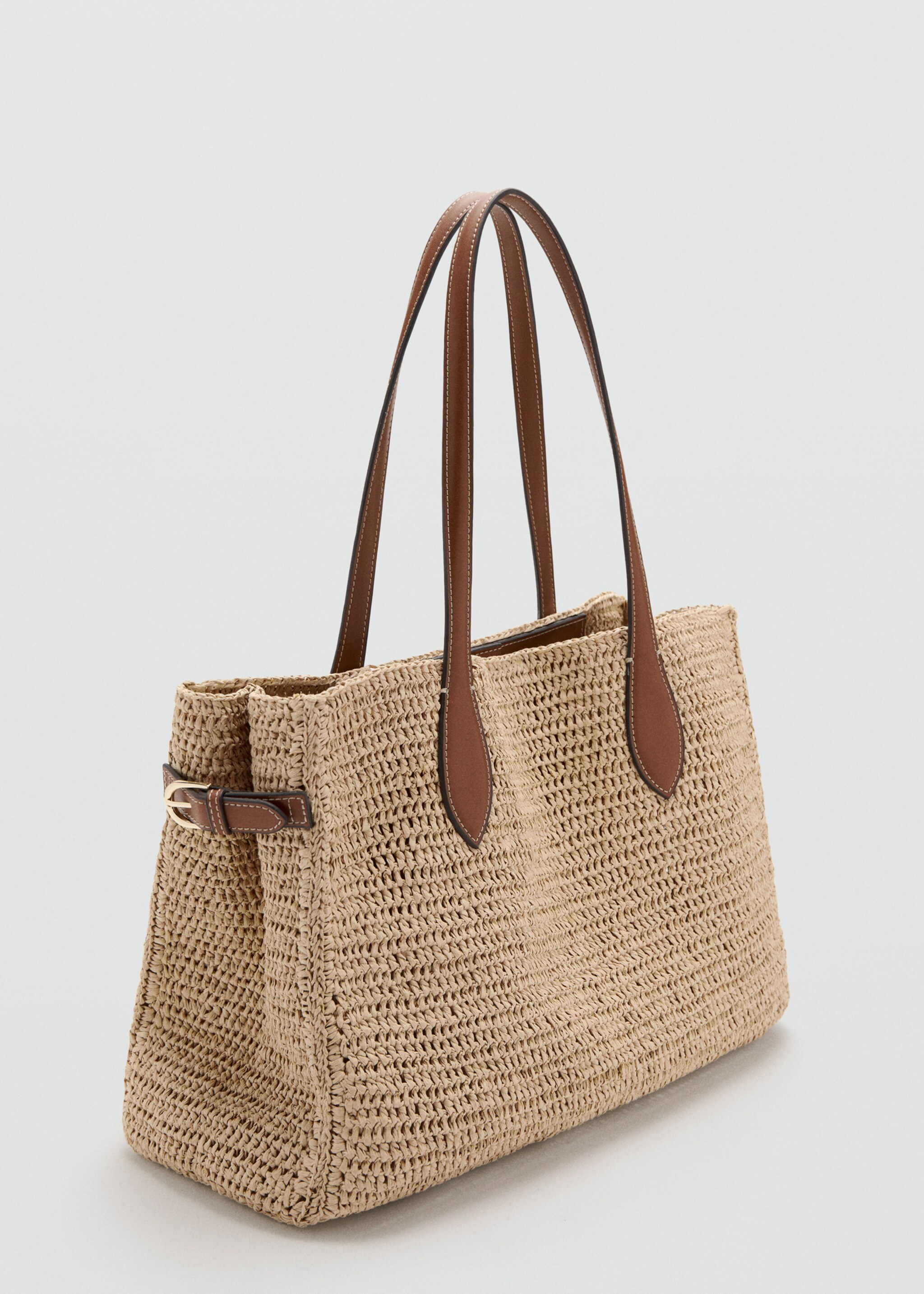 Natural fibre tote bag - Medium plane, Leather. Ref: 27095935-00.