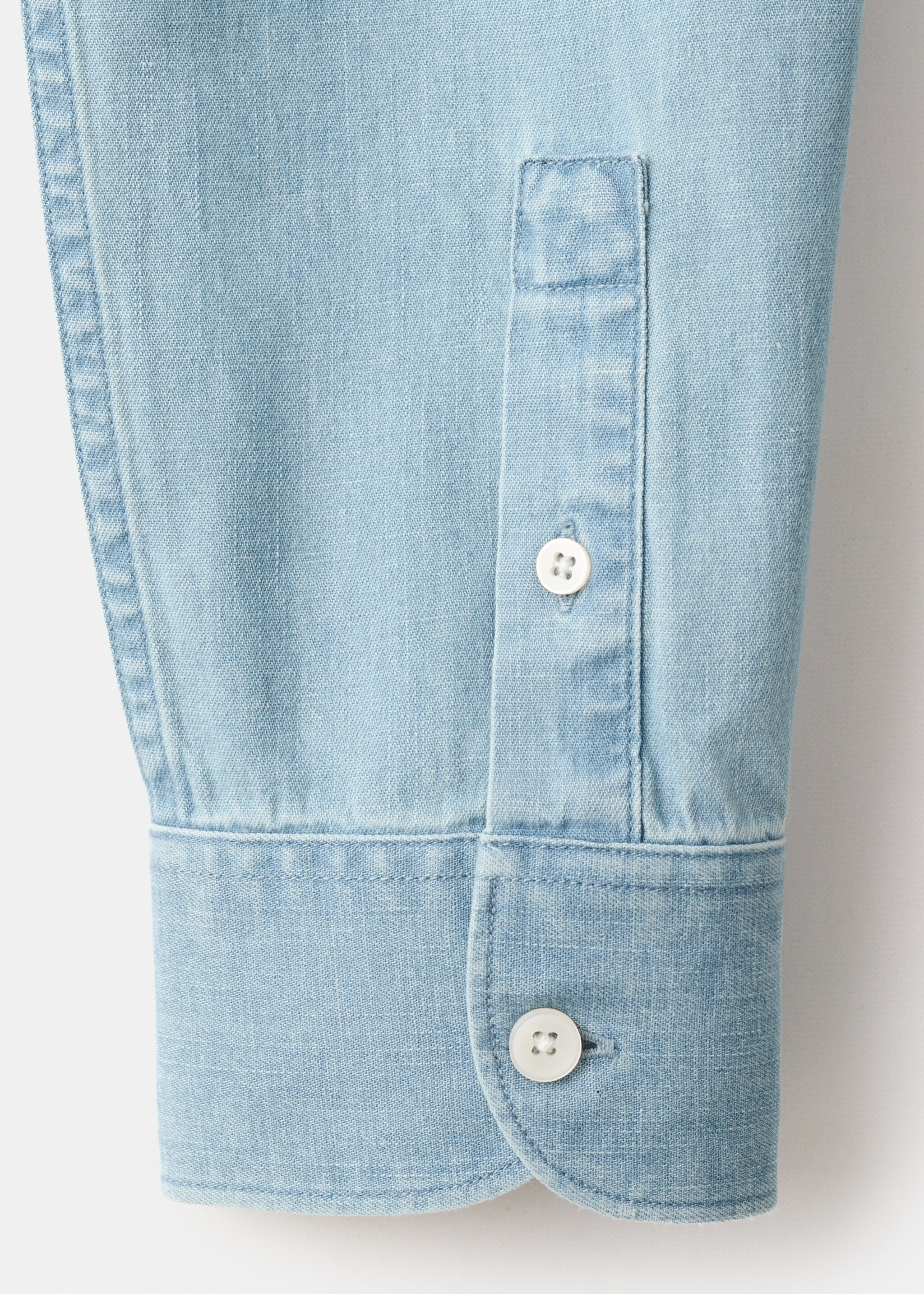 Camisa denim regular fit algodón lino - Detalle del artículo 0, Azul claro. Ref: 27095936-00.