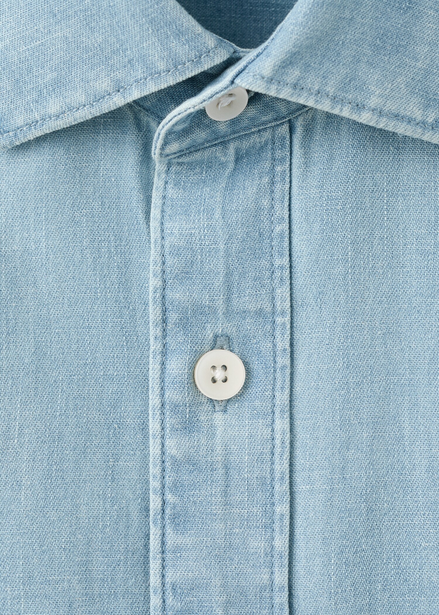 Camisa denim regular fit algodón lino - Detalle del artículo 8