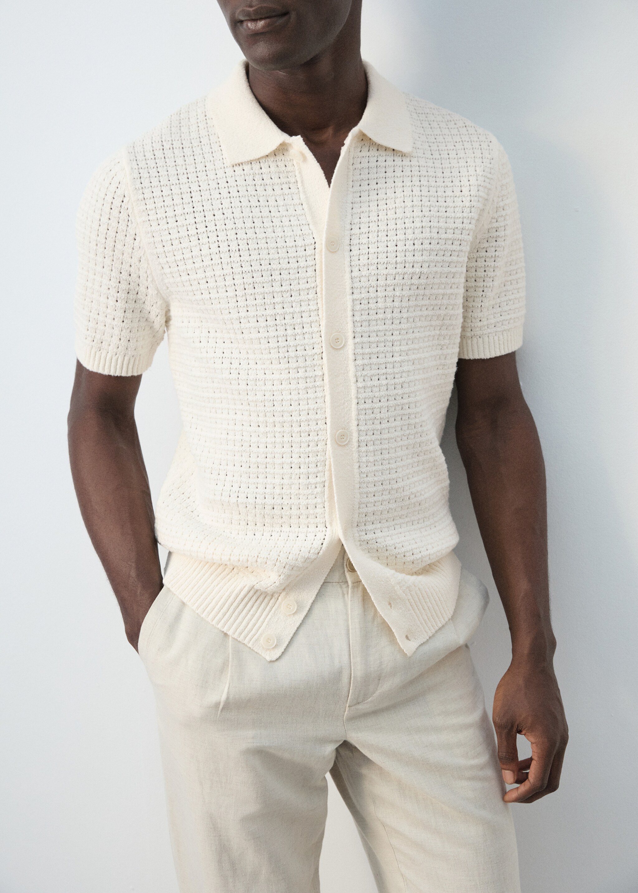 Openwork knitted shirt - Details of the article 6, Off White. Ref: 27095937-00.
