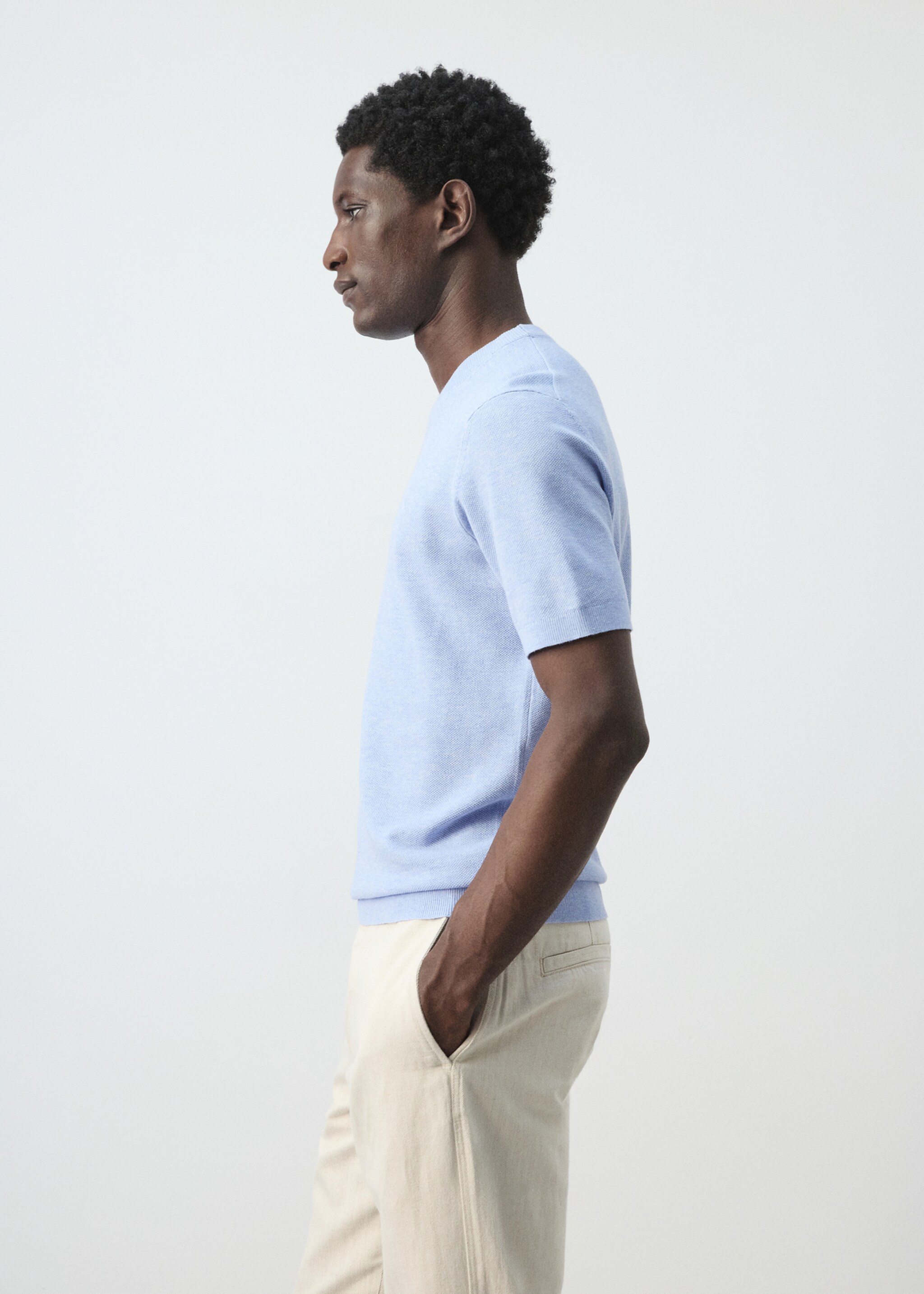 Camiseta punto fino algodón - Detalle del artículo 2, Azul celeste. Ref: 27095938-00.