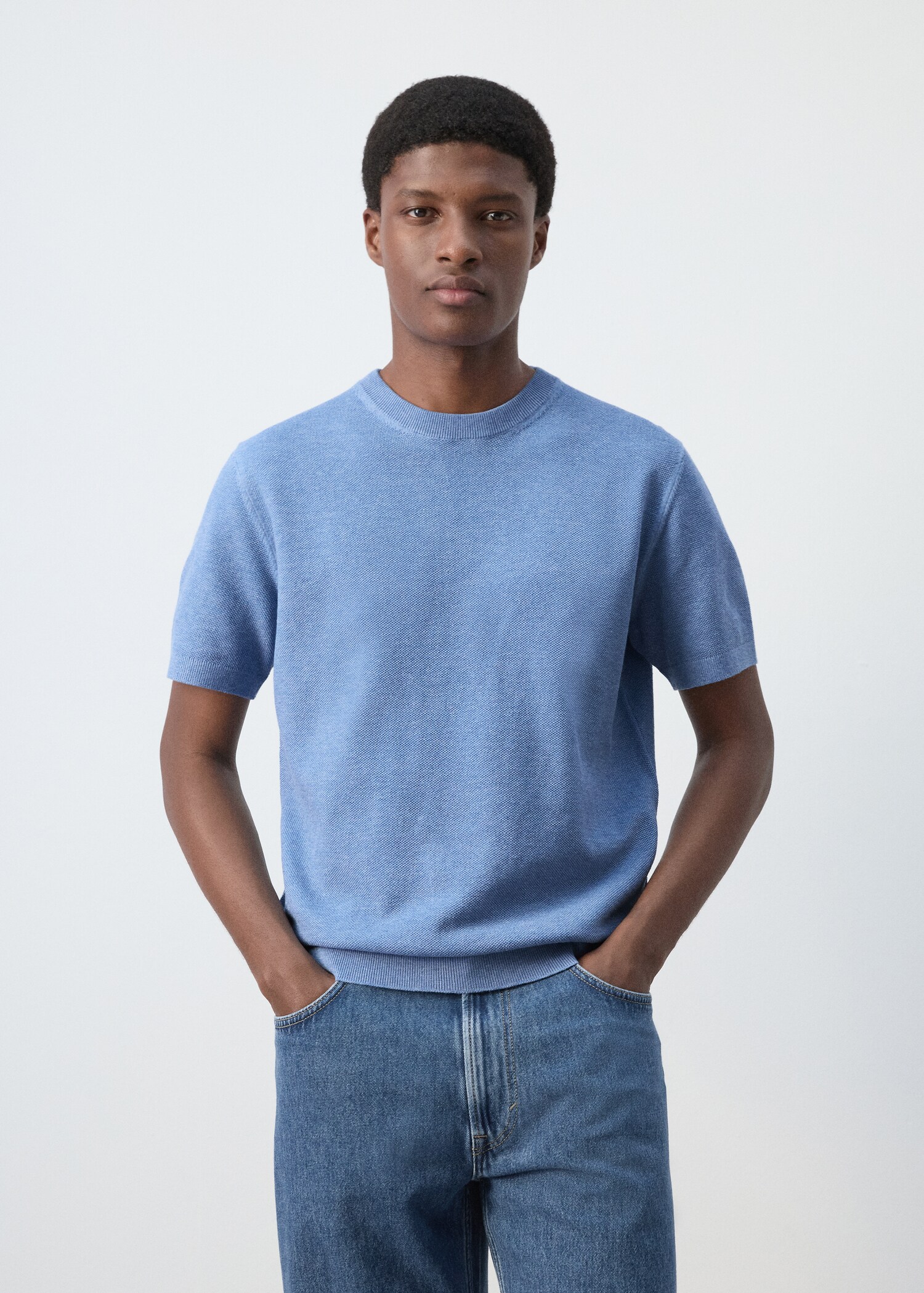 T-shirt maille fine coton - Plan moyen