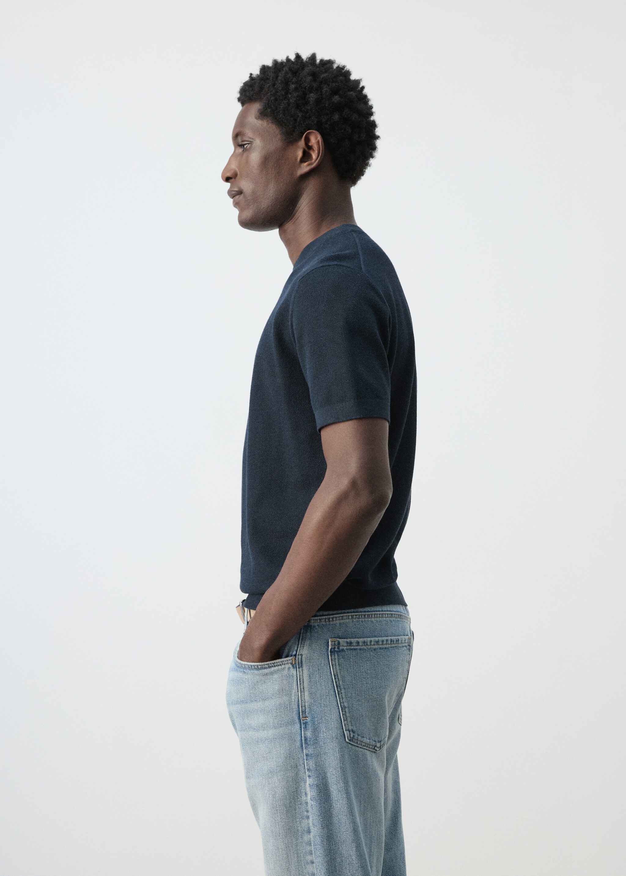 Camiseta punto fino algodón - Detalle del artículo 2, Azul marino. Ref: 27095938-00.