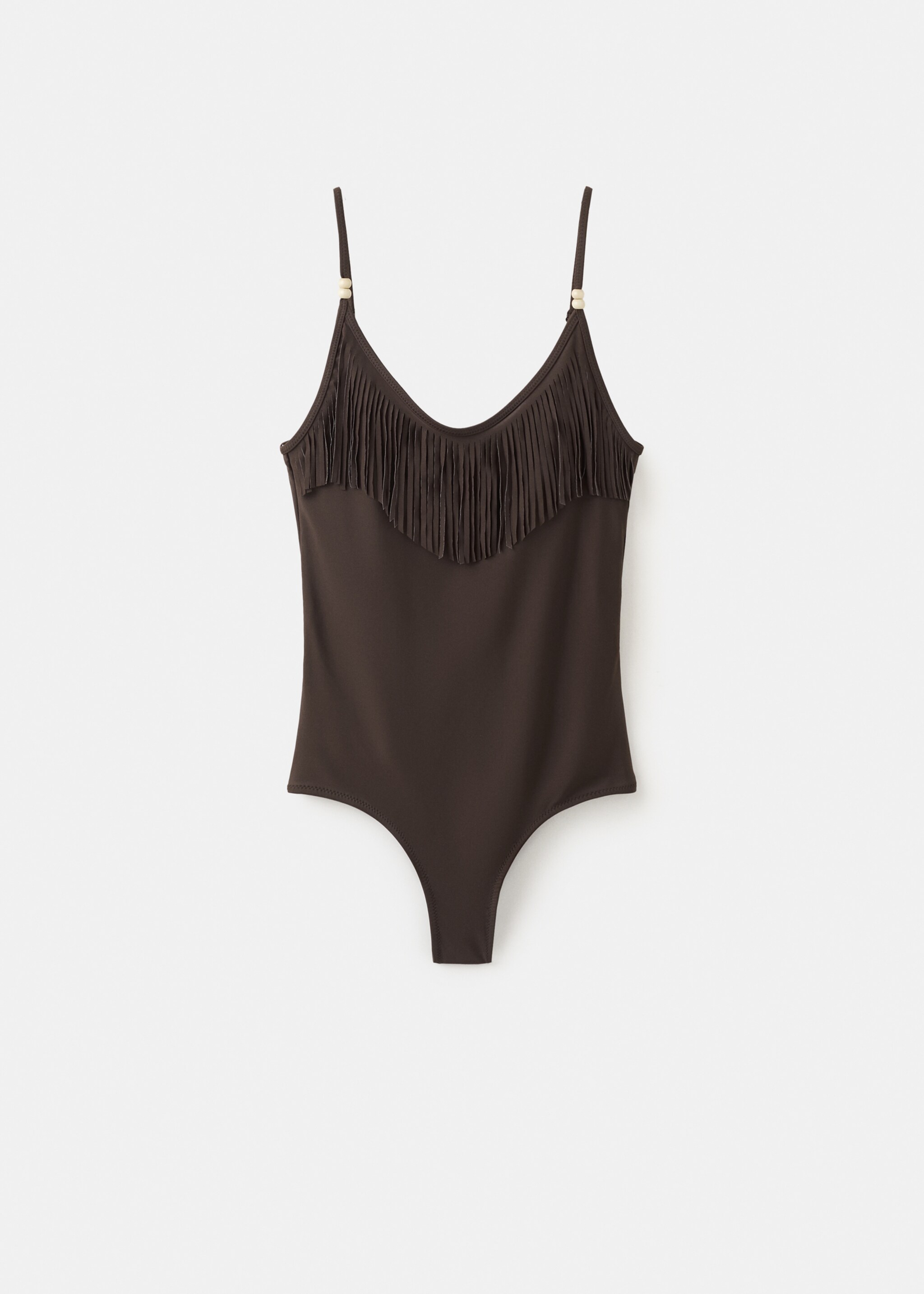 Fringed bikini with mid-rise bottoms - Article without model, Brown. Ref: 27095943-00.