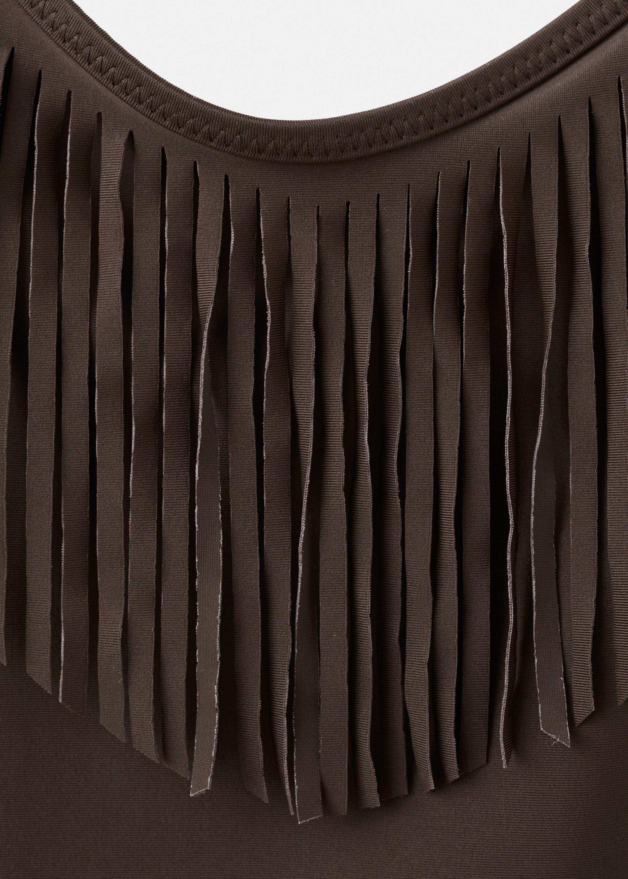 Fringed bikini with mid-rise bottoms - Details of the article 0, Brown. Ref: 27095943-00.