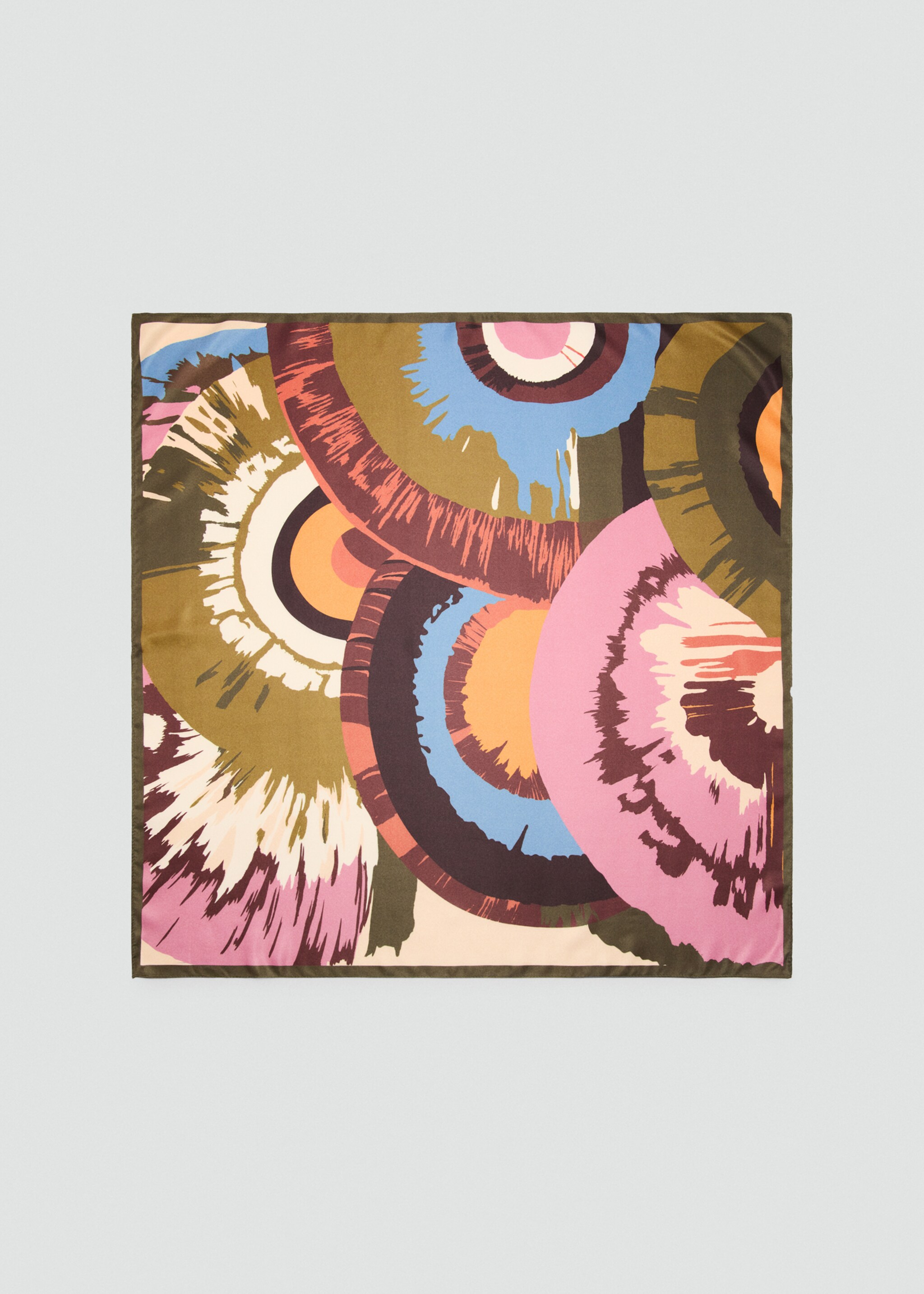 Foulard en satin à imprimé abstrait - Article sans modèle, Rose. Ref: 27095945-00.