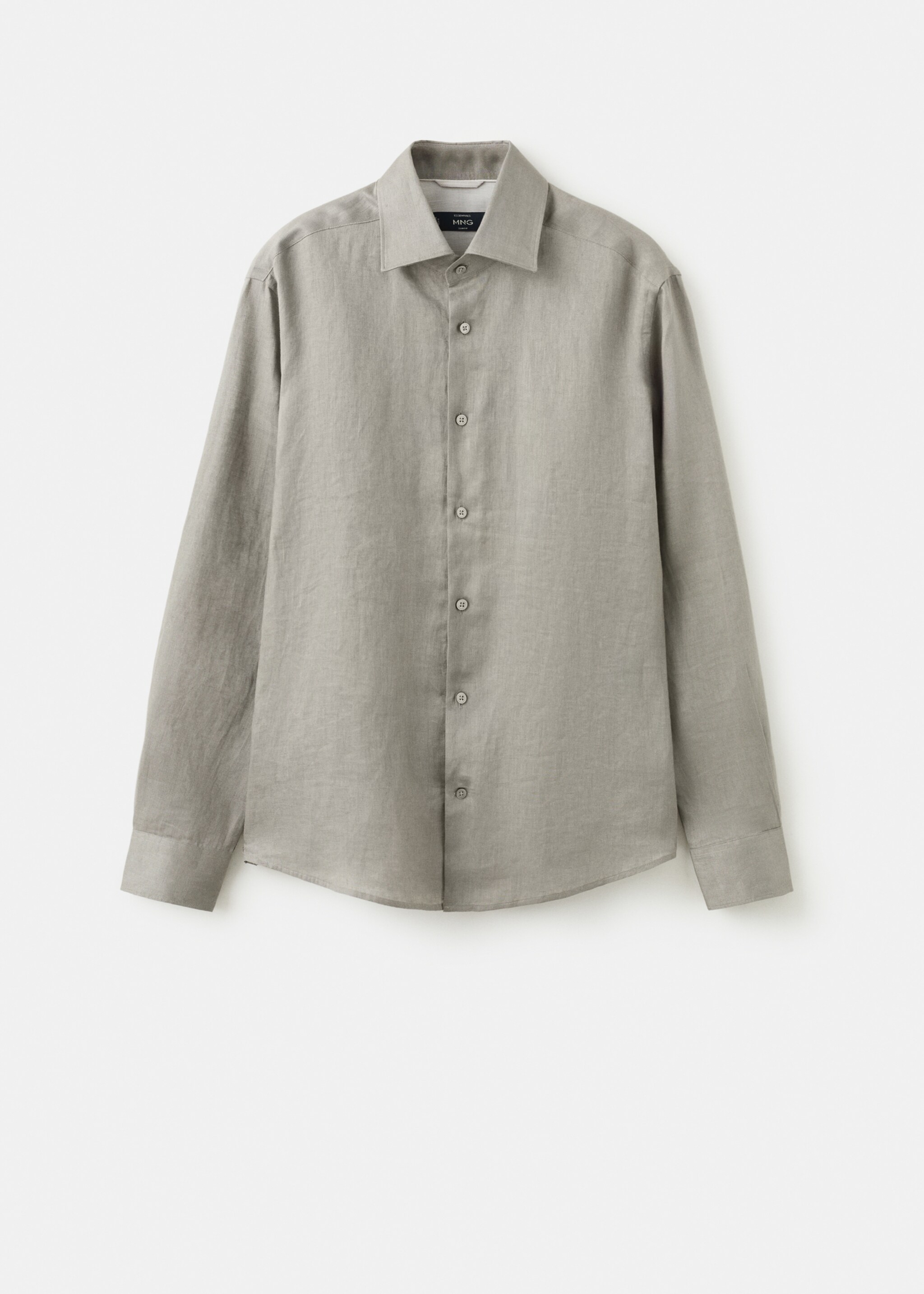 Camisa slim fit 100% lino - Artículo sin modelo, Marrón medio. Ref: 27095947-00.