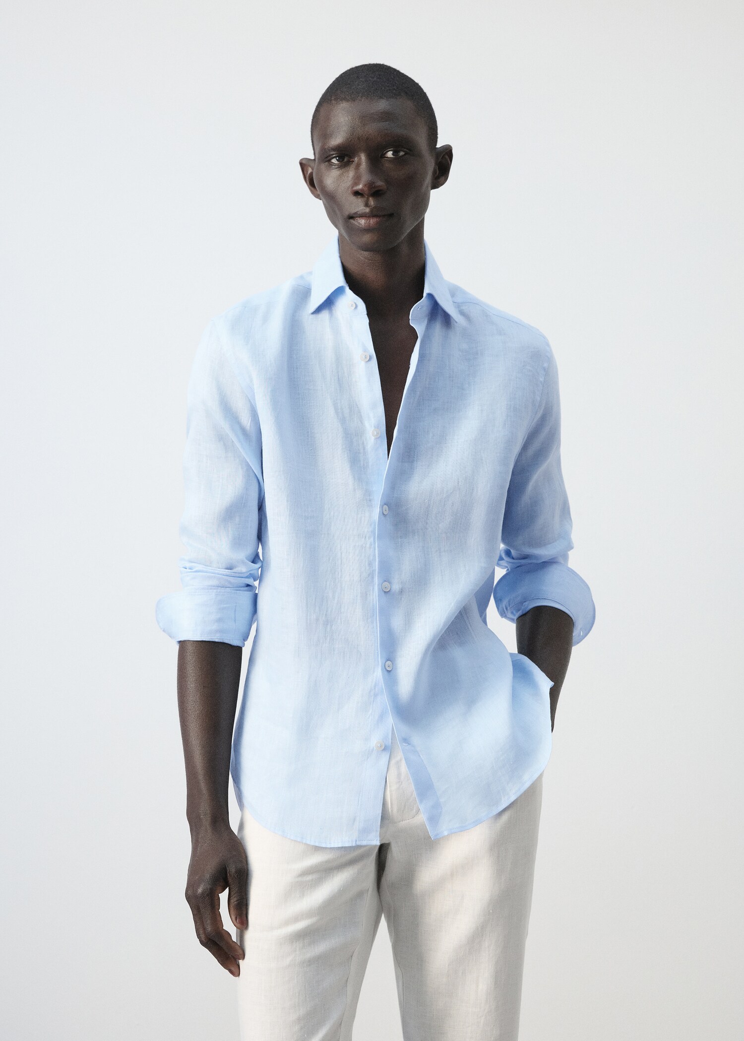 100% linnen slim-fit overhemd - Middenvlak