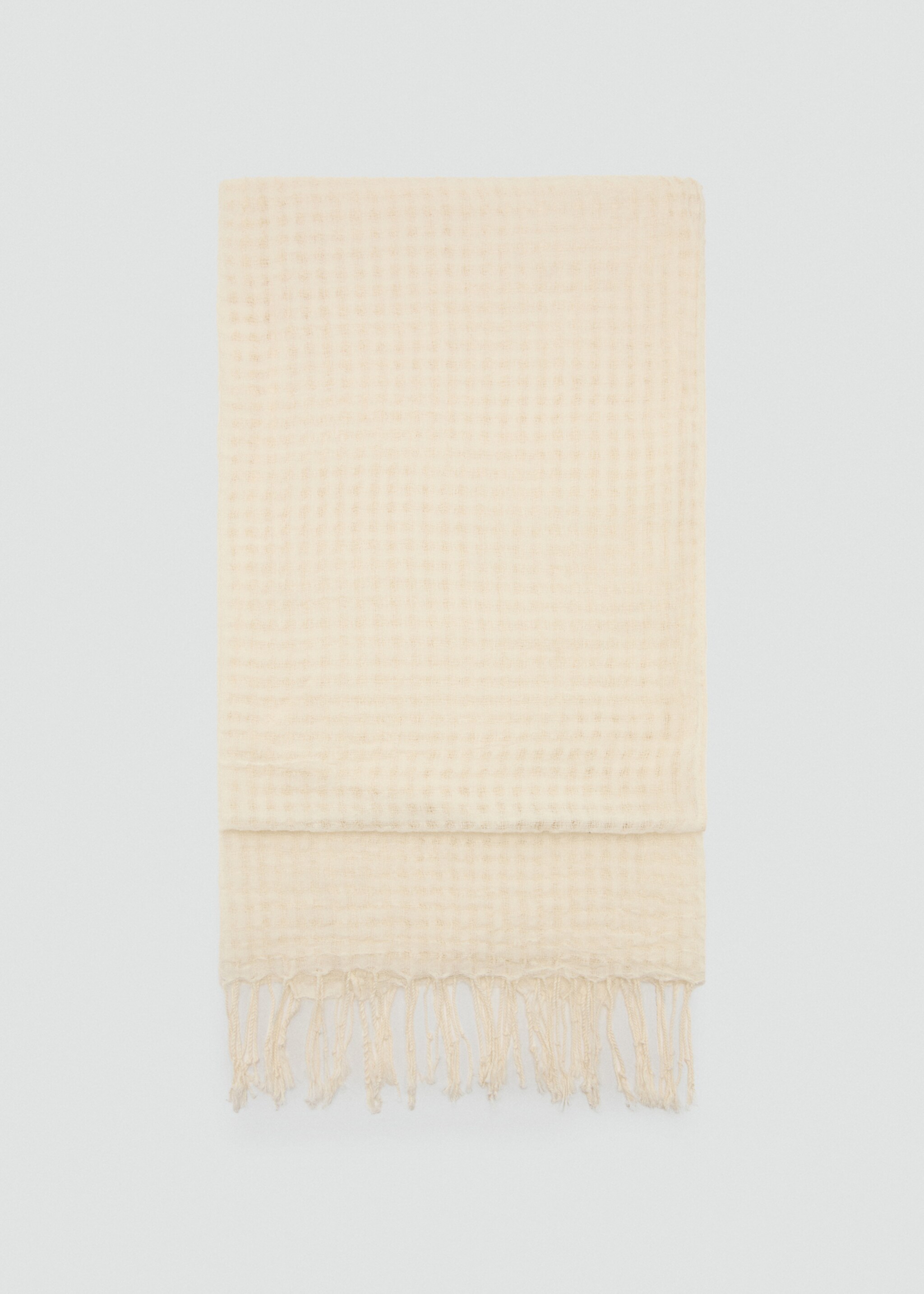 Cotton fringed scarf - Article without model, Ecru. Ref: 27095948-00.