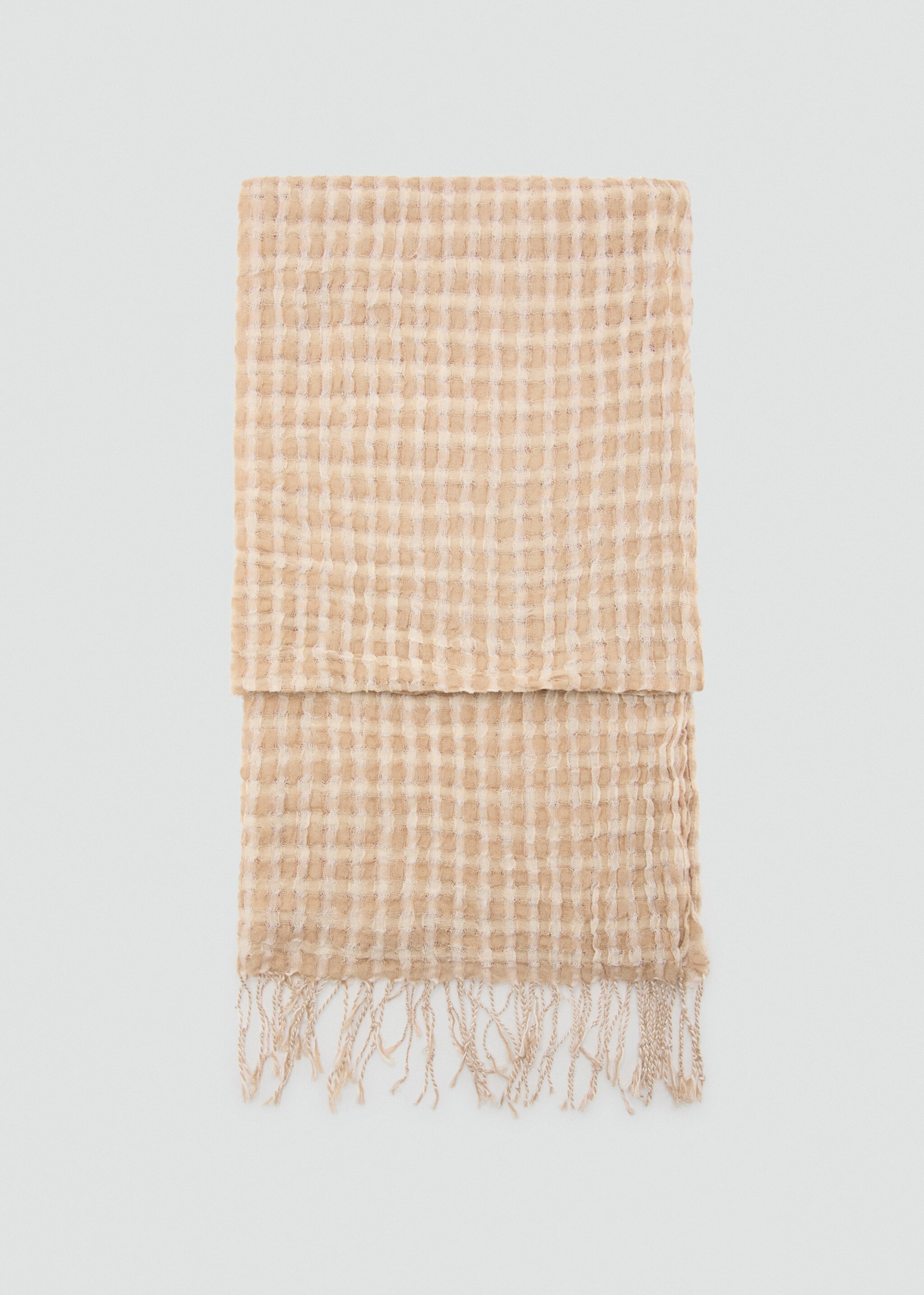 Cotton foulard with fringes - Article without model, Beige. Ref: 27095948-00.