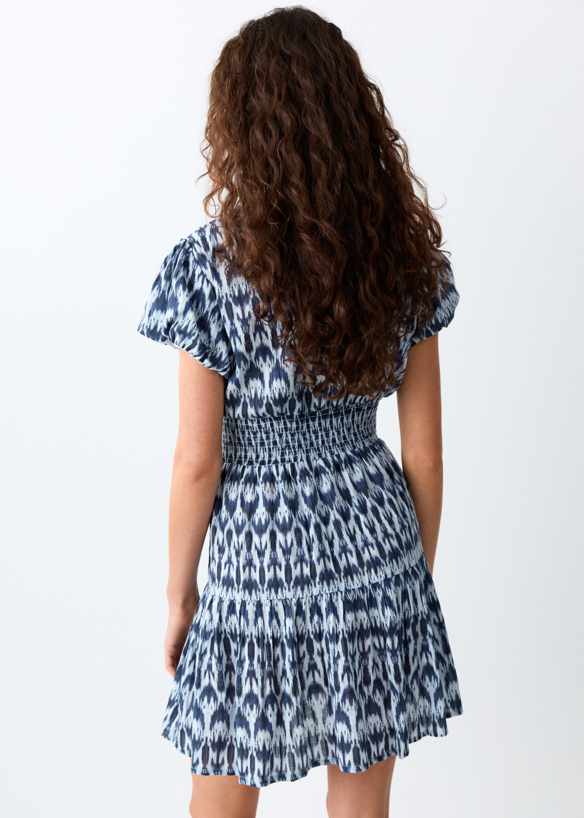 Short patterned dress - Reverse of the article, Navy. Ref: 27095955-00.