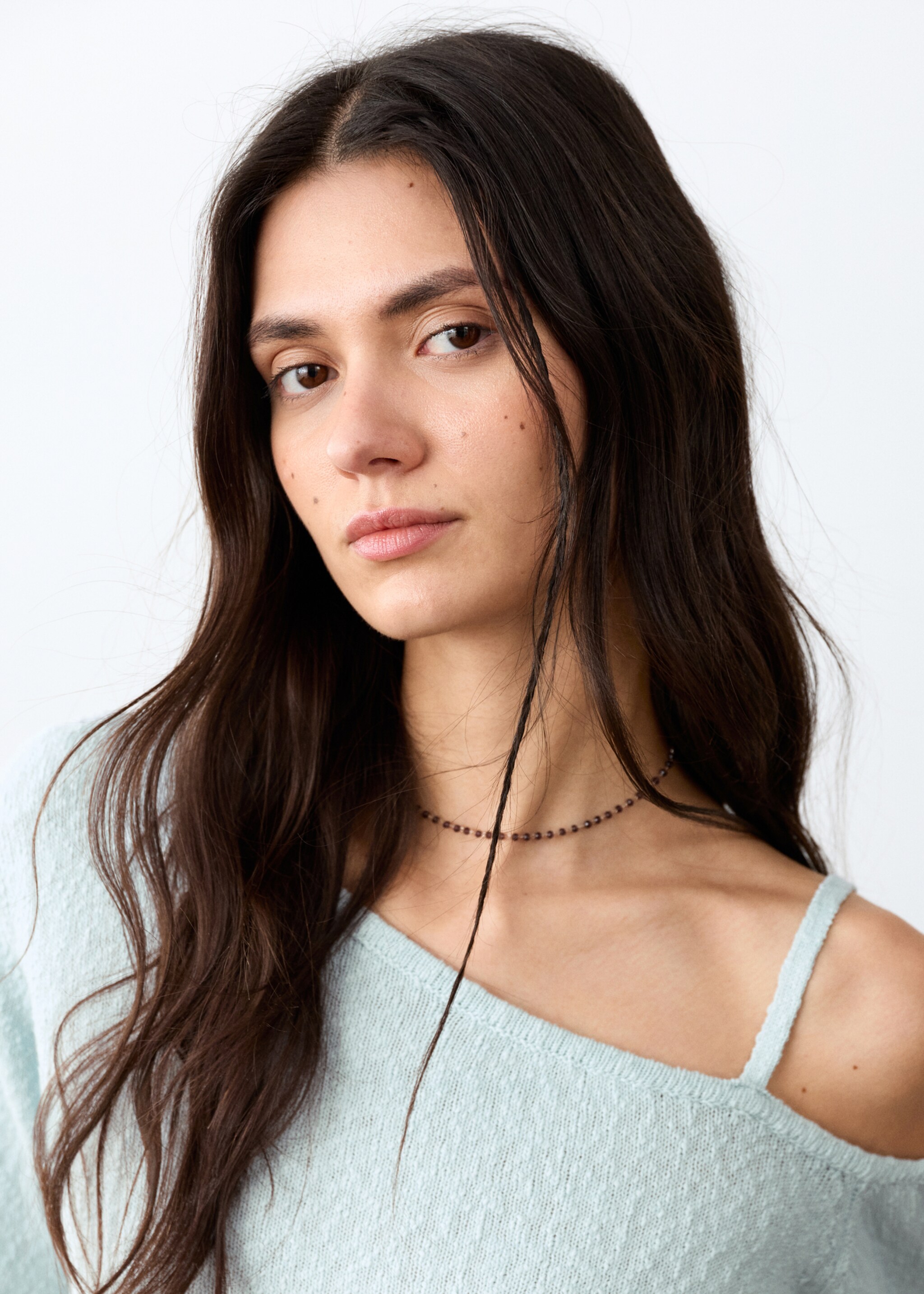 Pull-over maille asymétrique - Détail de l'article 1, Bleu ciel. Ref: 27095958-00.