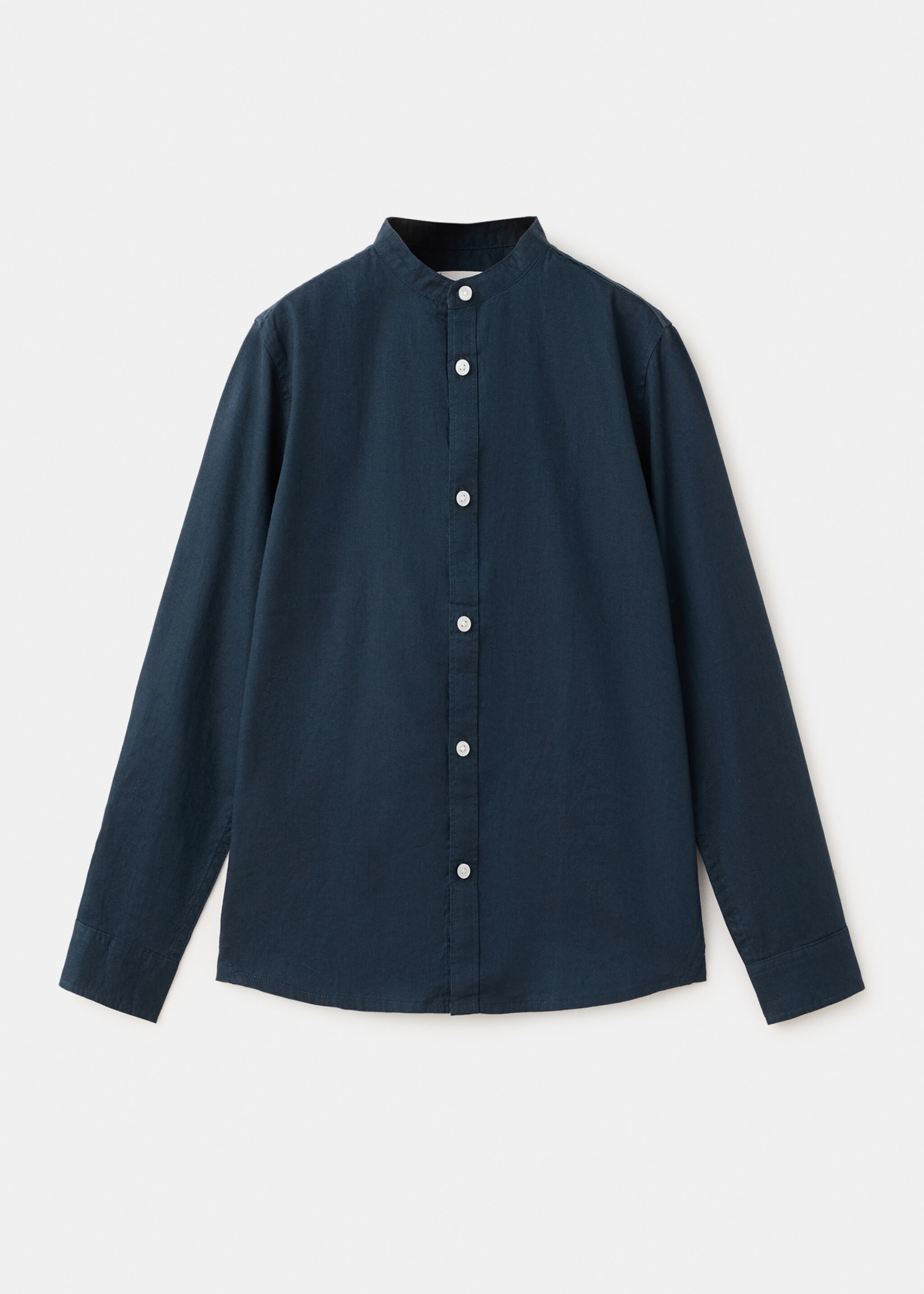 Linen-blend shirt - Article without model, Dark Navy. Ref: 27095959-00.
