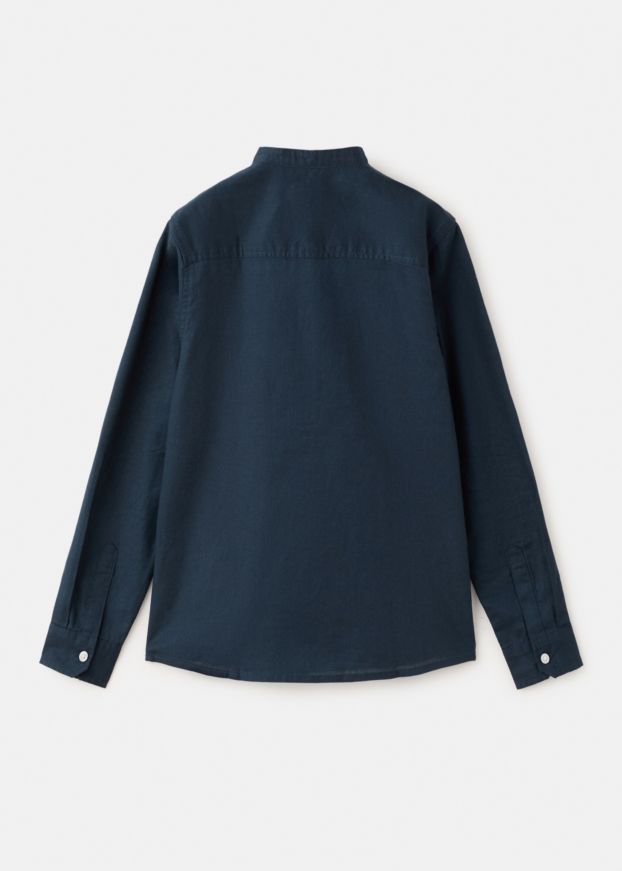 Linen-blend shirt - Reverse of the article, Dark Navy. Ref: 27095959-00.