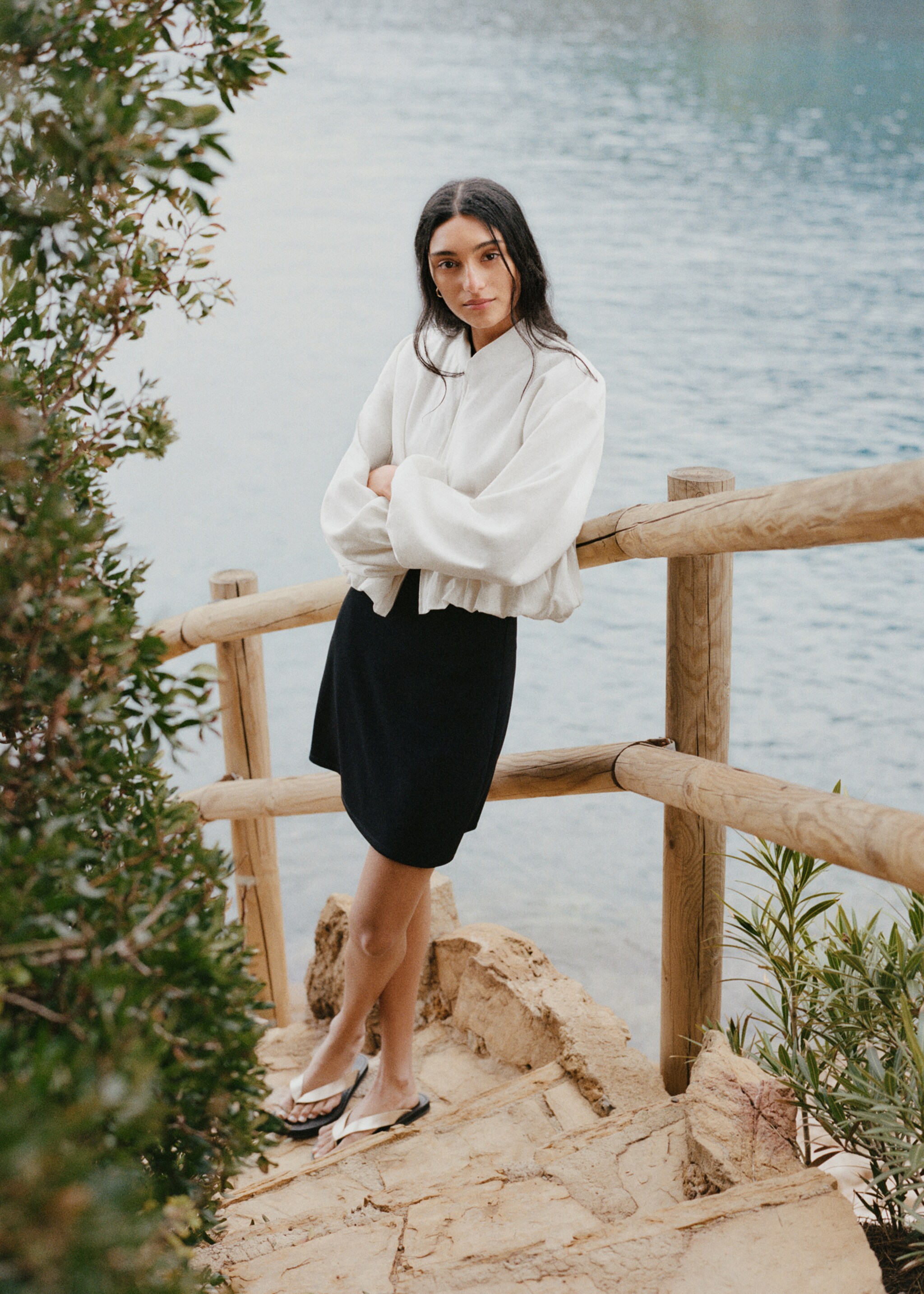 Linen bomber jacket - Details of the article 5, Off White. Ref: 27095971-00.