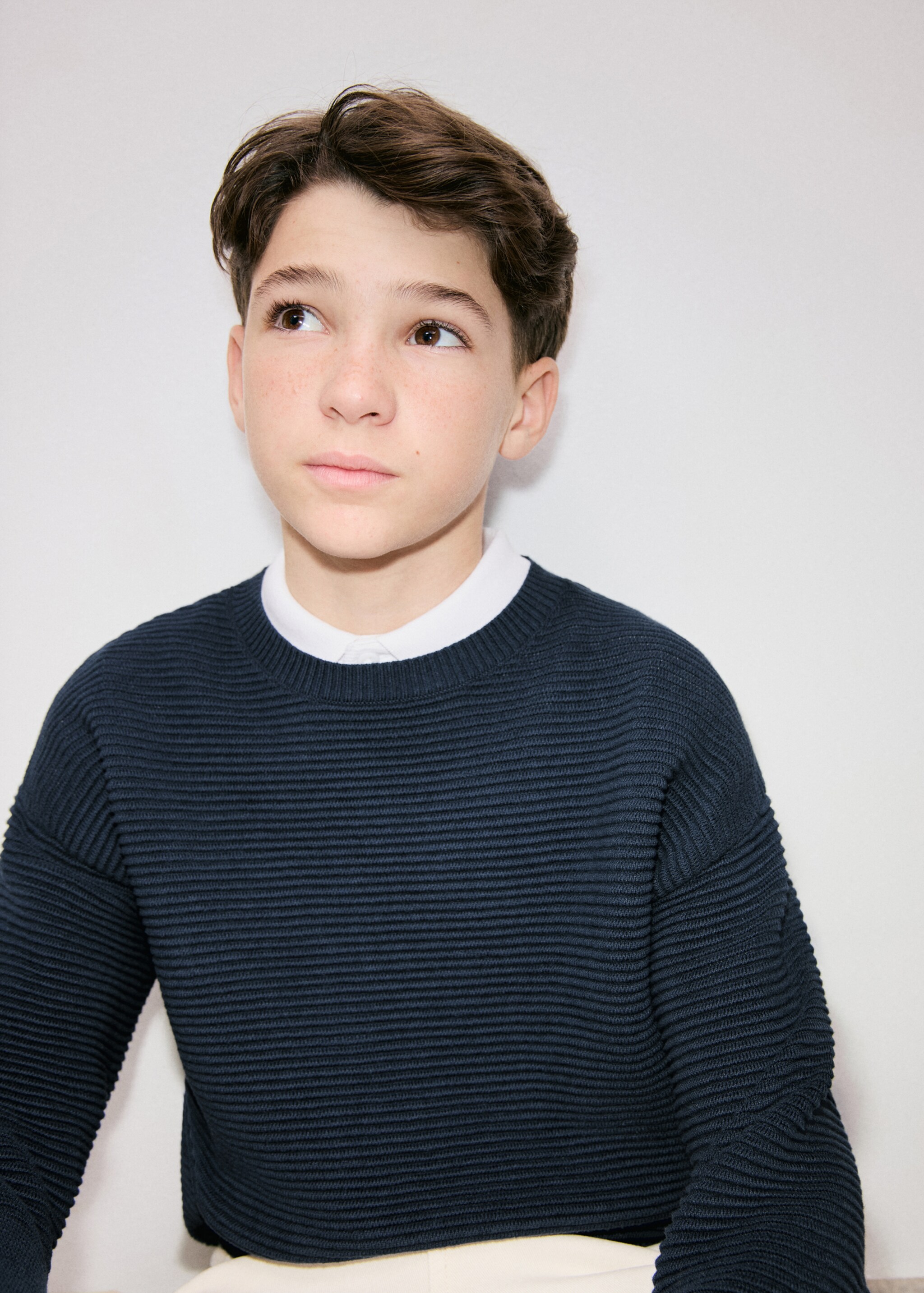 Knitted ribbed sweater - Medium plane, Navy. Ref: 27095977-00.