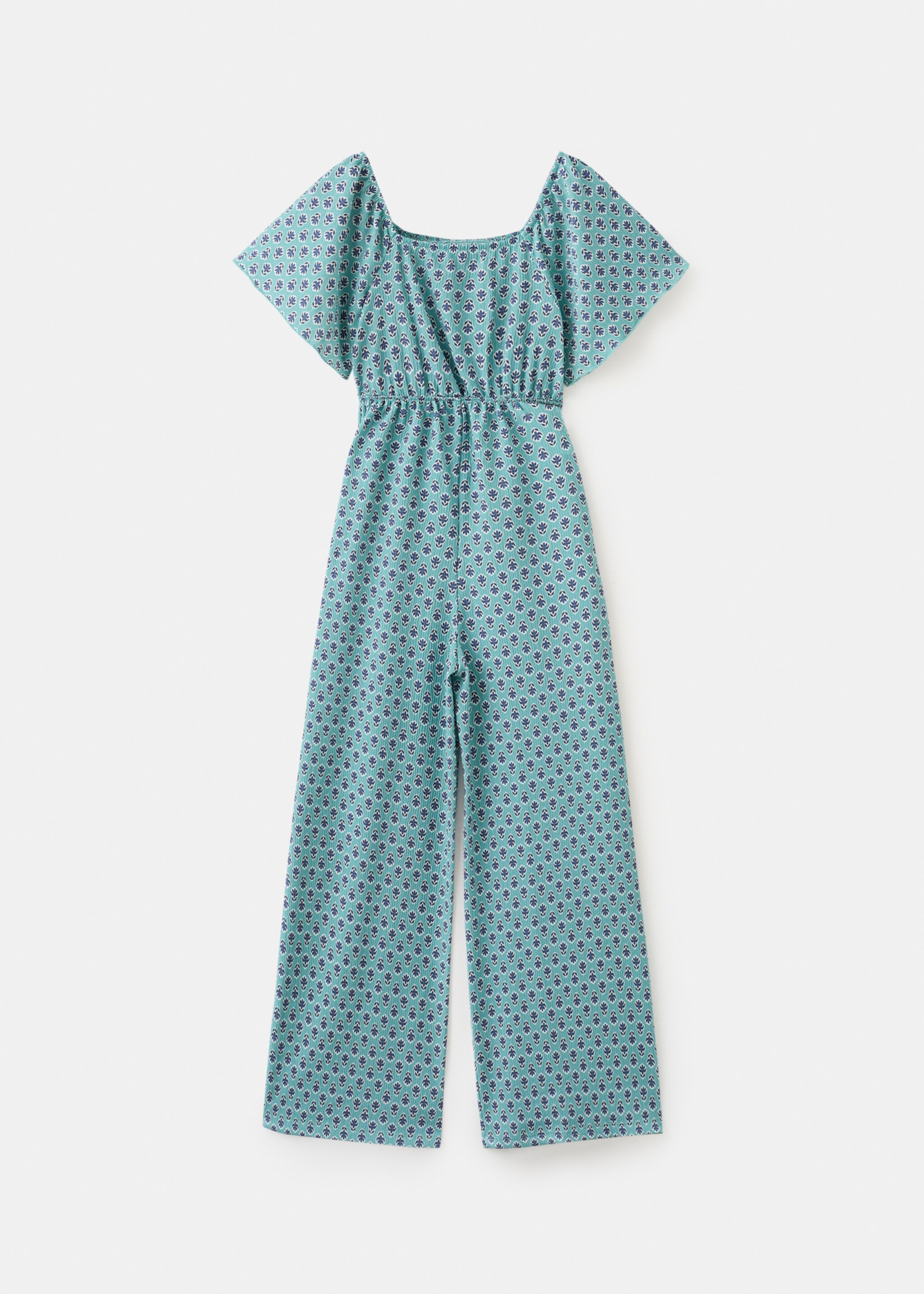 Long printed jumpsuit - Reverse of the article, Aqua Green. Ref: 27095978-00.