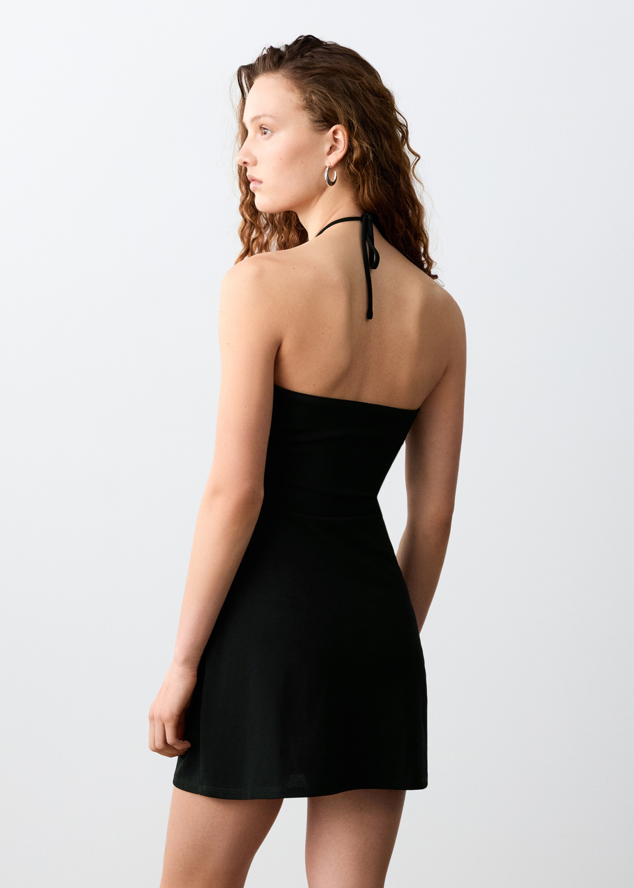 Halter neck short dress - Reverse of the article, Black. Ref: 27095982-00.