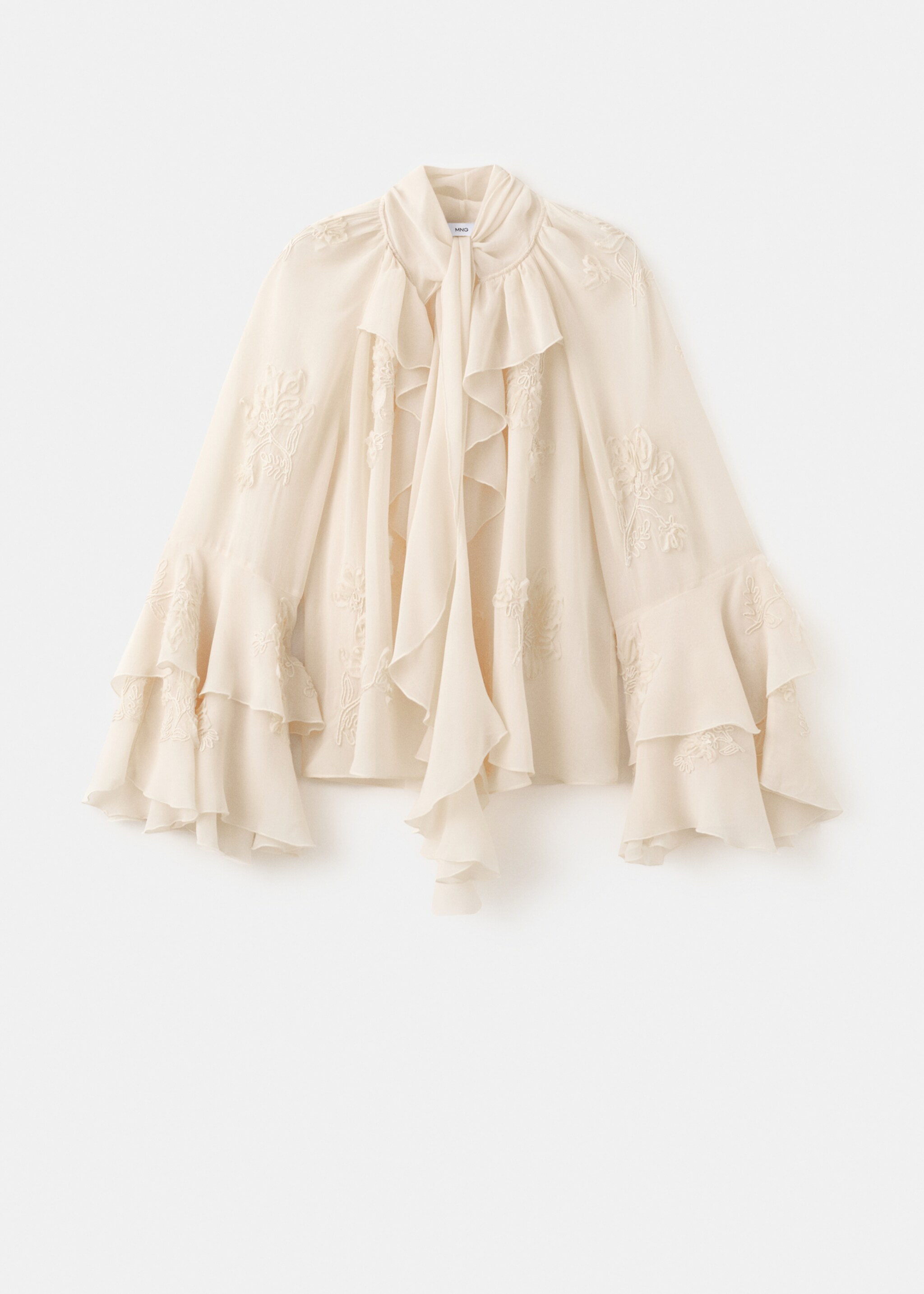 Rüschenbluse mit Schleifenkragen - Artikel ohne Model, Ecru. Ref: 27095988-00.