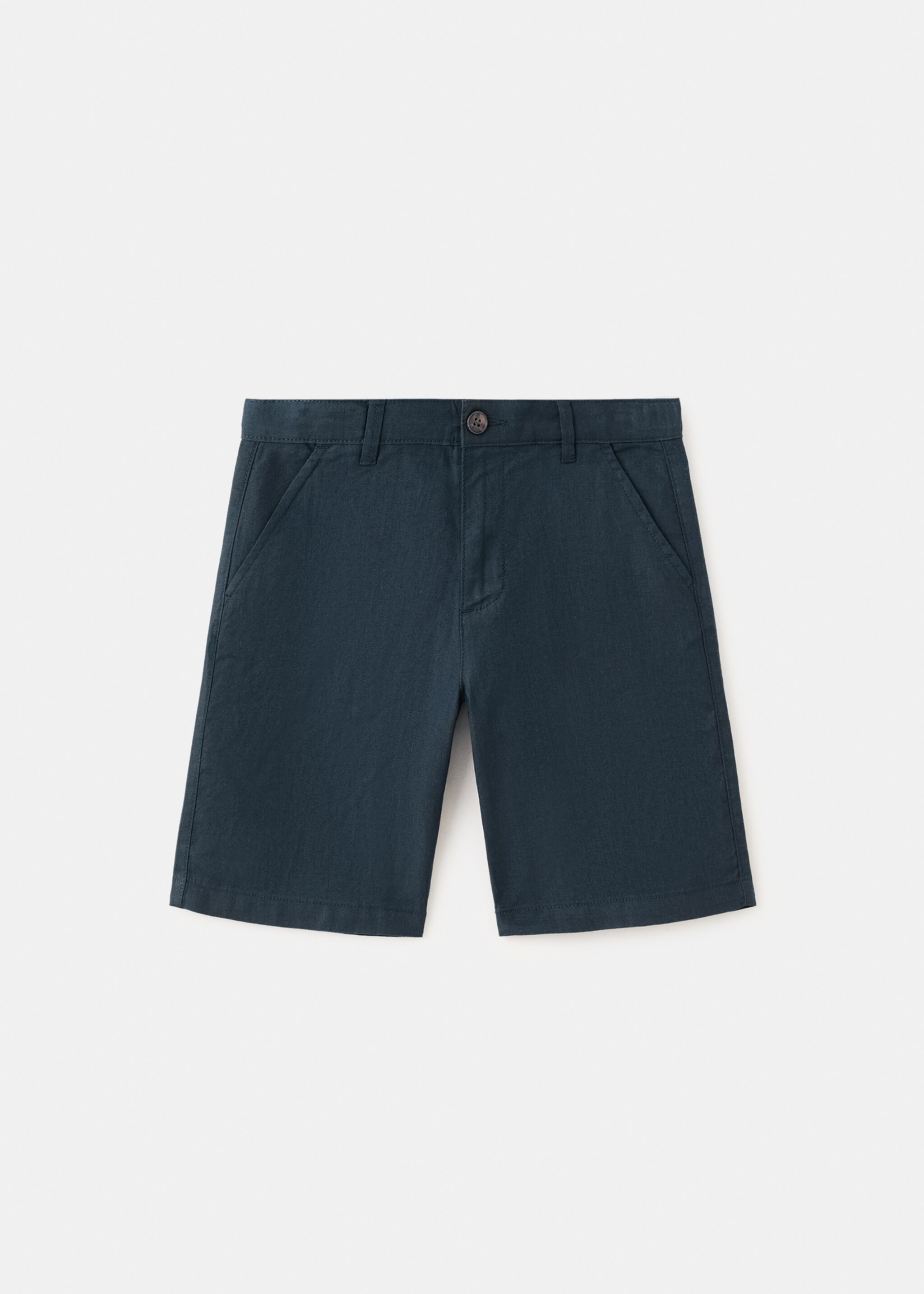 Linen-blend Bermuda shorts - Article without model, Navy. Ref: 27096338-00.