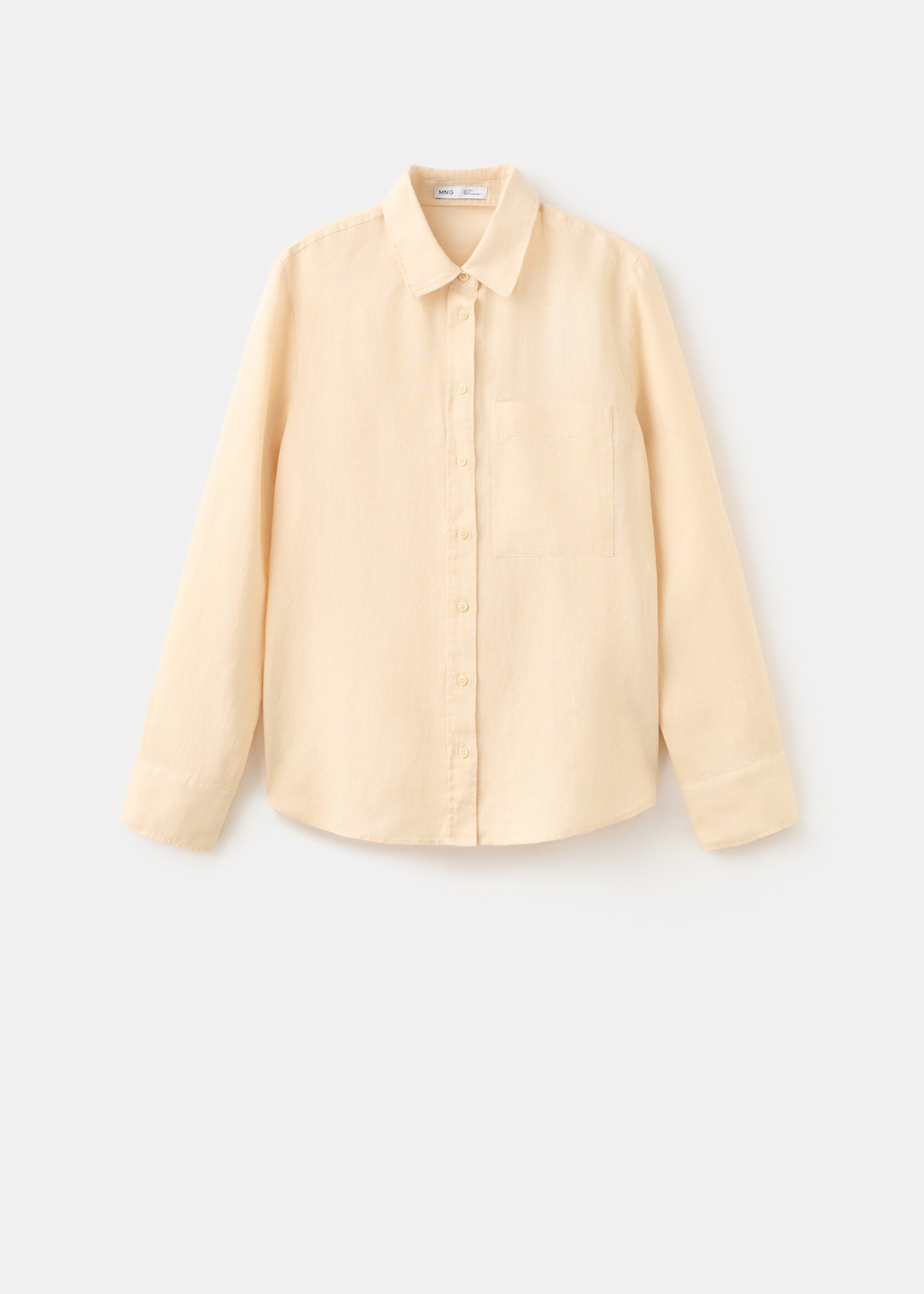 Pocket linen shirt - Article without model, Pastel Yellow. Ref: 27096345-00.