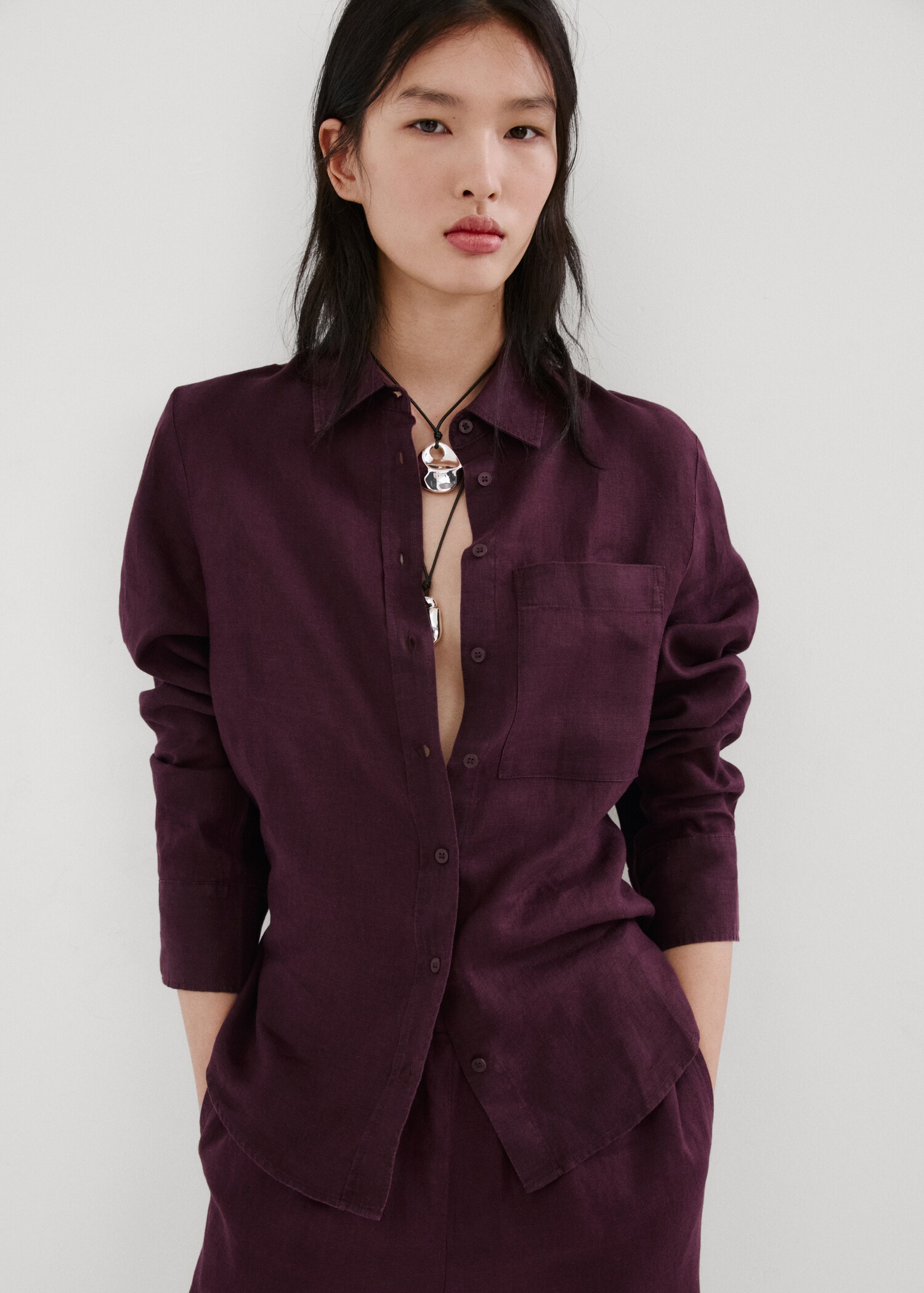 Pocket linen shirt - Medium plane