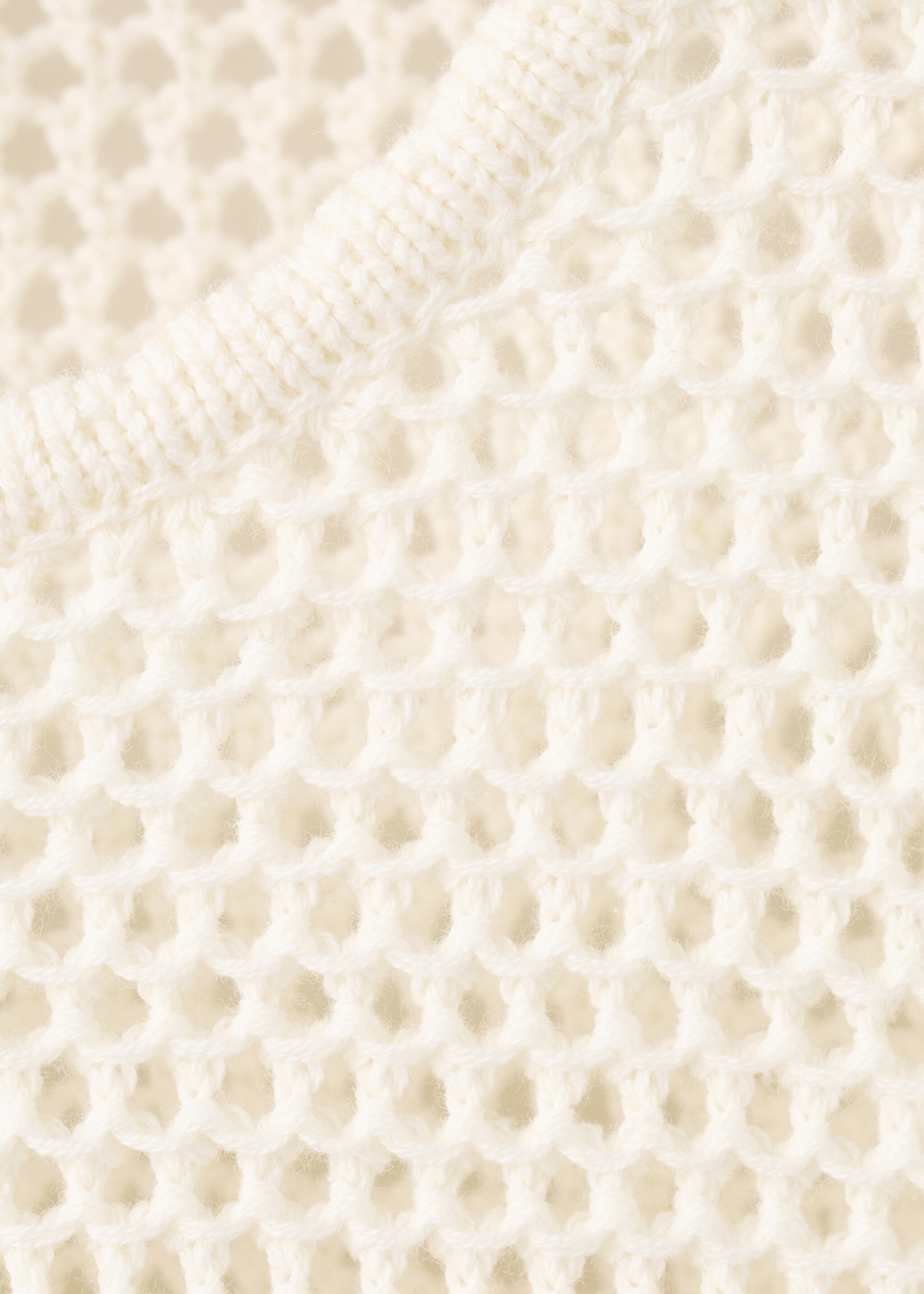 Openwork knit sweater - Details of the article 8, Ecru. Ref: 27096350-00.