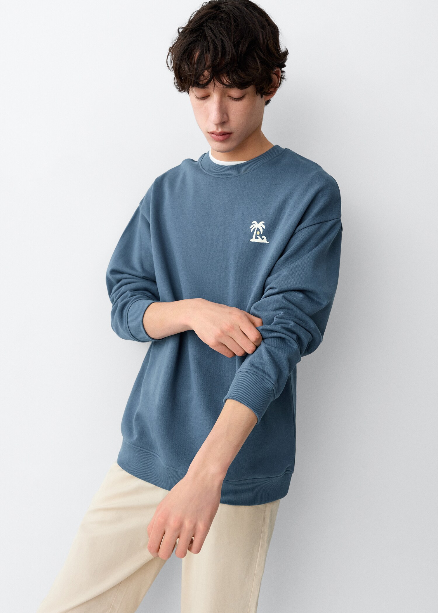 Cotton sweatshirt with text - Medium plane