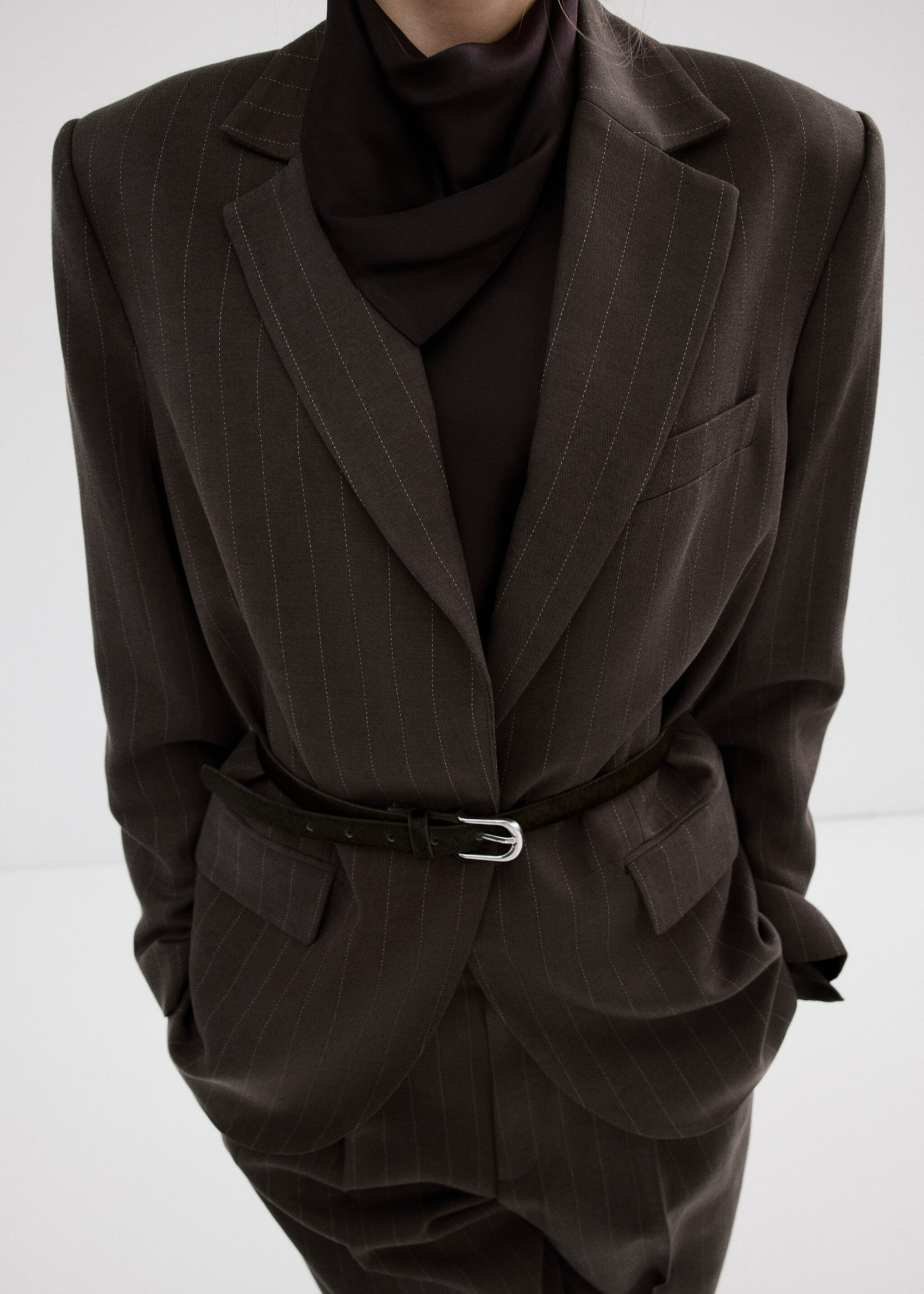 Blazer costume rayures tennis - Plan moyen, Chocolat. Ref: 27096356-00.