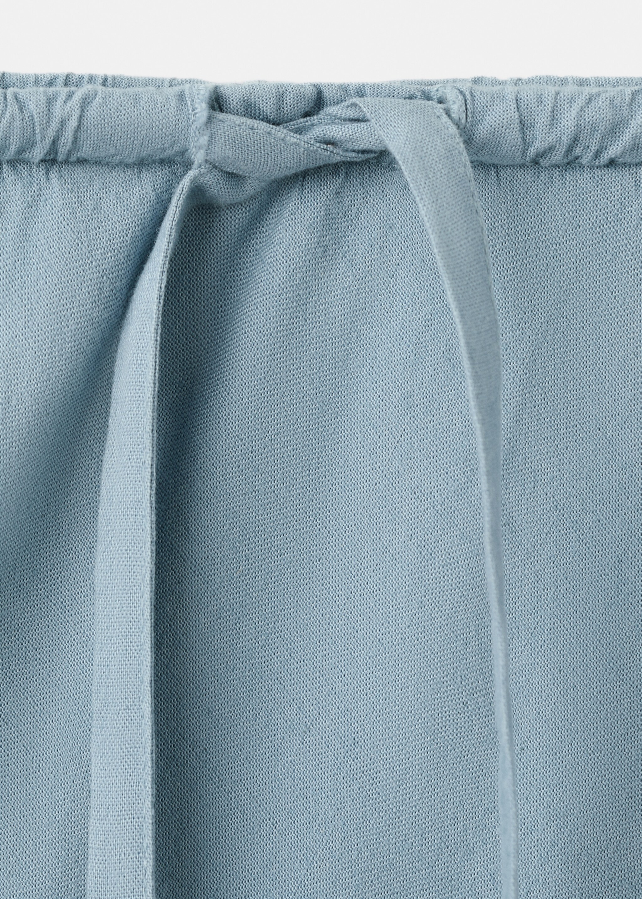 Linen-blend straight skirt - Details of the article 8, Sky Blue. Ref: 27096713-00.