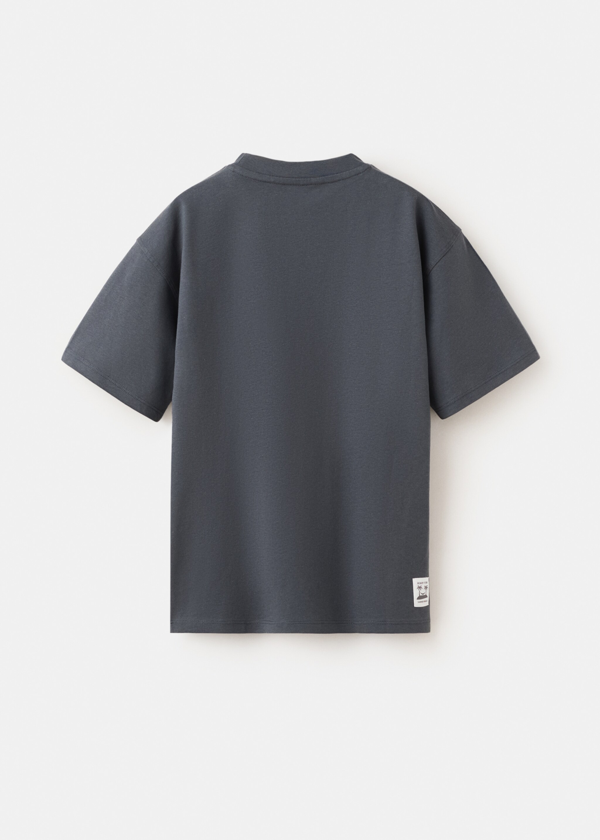 Printed cotton-blend t-shirt - Reverse of the article, Charcoal. Ref: 27096716-00.