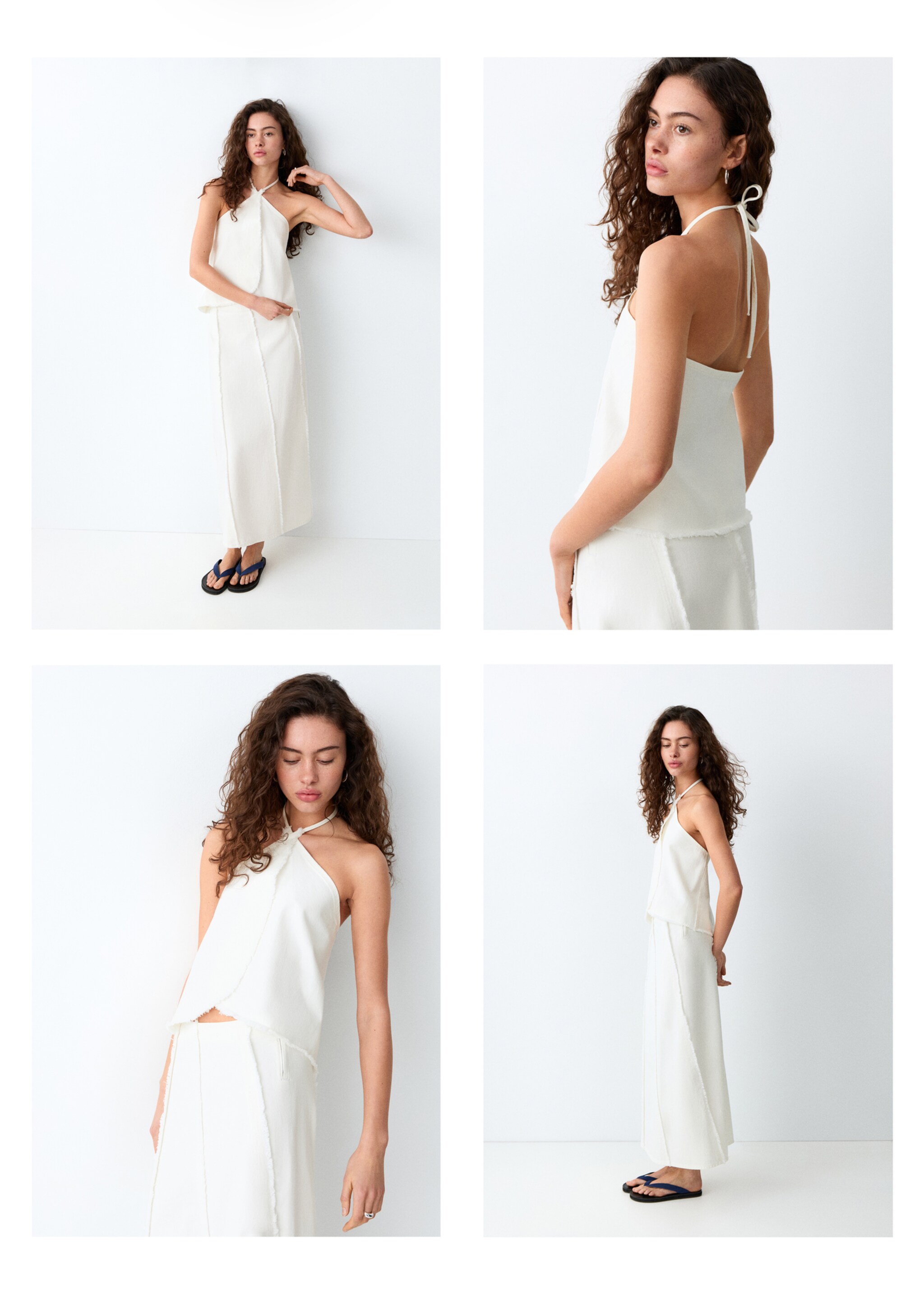 Crossed top with frayed details - Details of the article 4, Off White. Ref: 27096728-00.